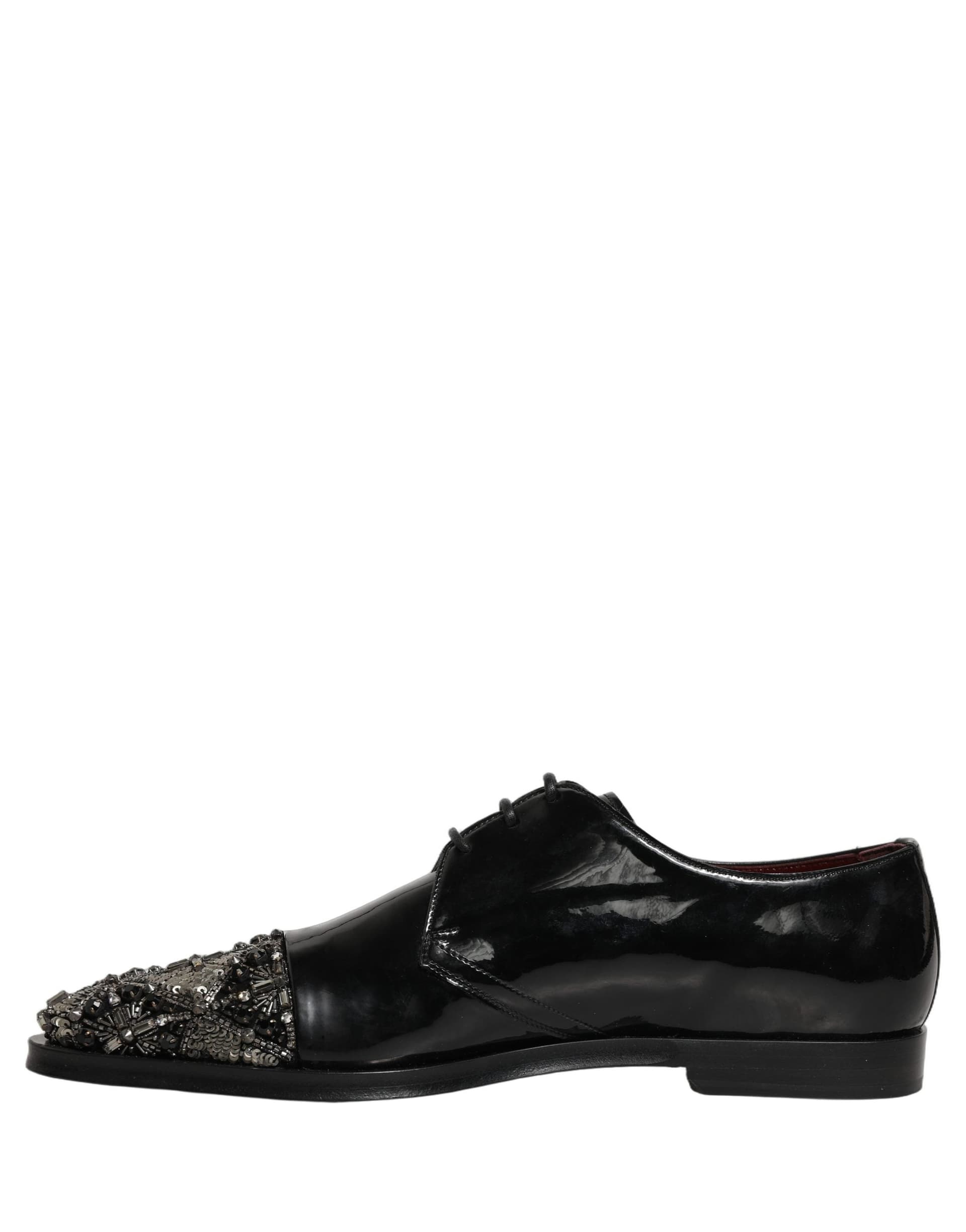 Dolce & Gabbana Black Embellished Men Derby Dress Formal Shoes - 6