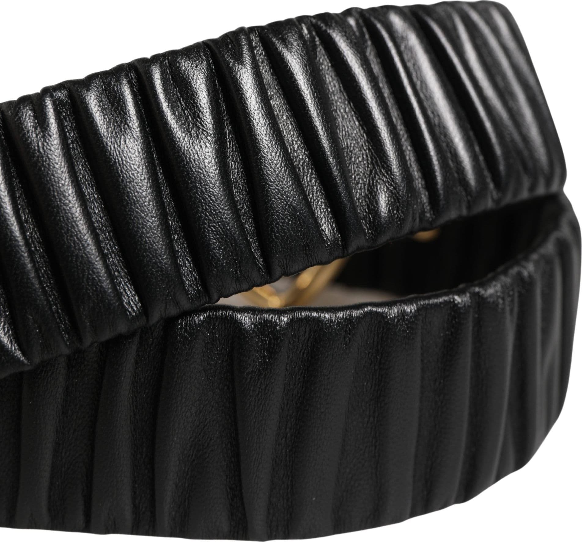 Dolce & Gabbana Black Leather Gold Heart Metal Buckle Belt - 6