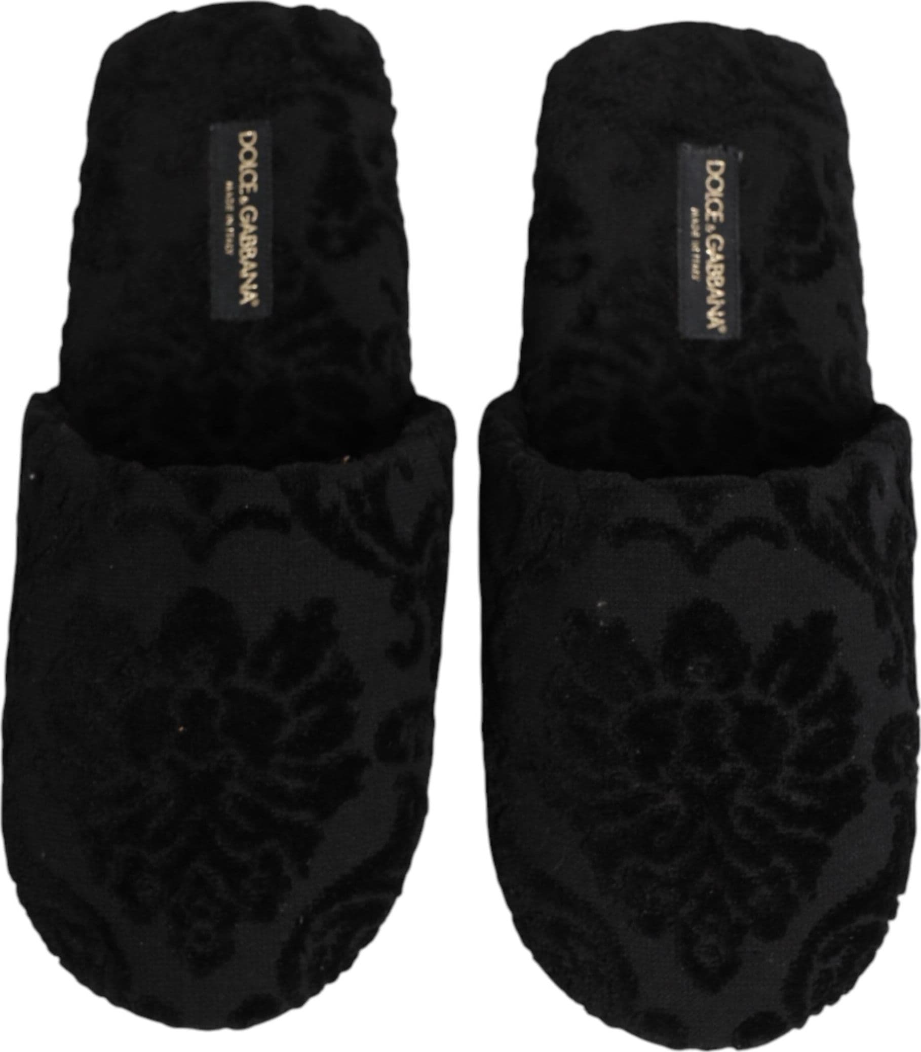 Dolce & Gabbana Black Logo Embroidered Slippers Flats Shoes - 2