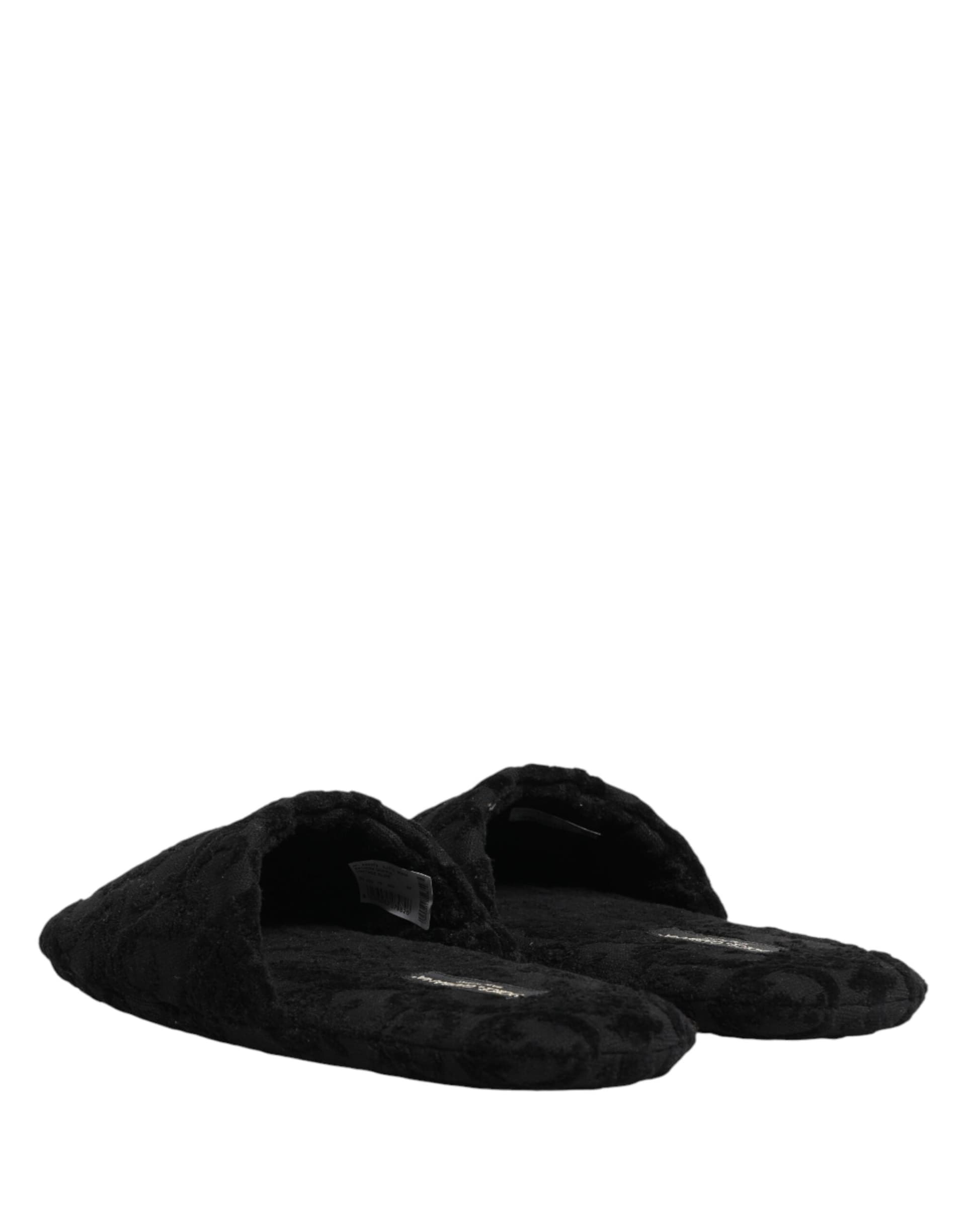 Dolce & Gabbana Black Logo Embroidered Slippers Flats Shoes - 4