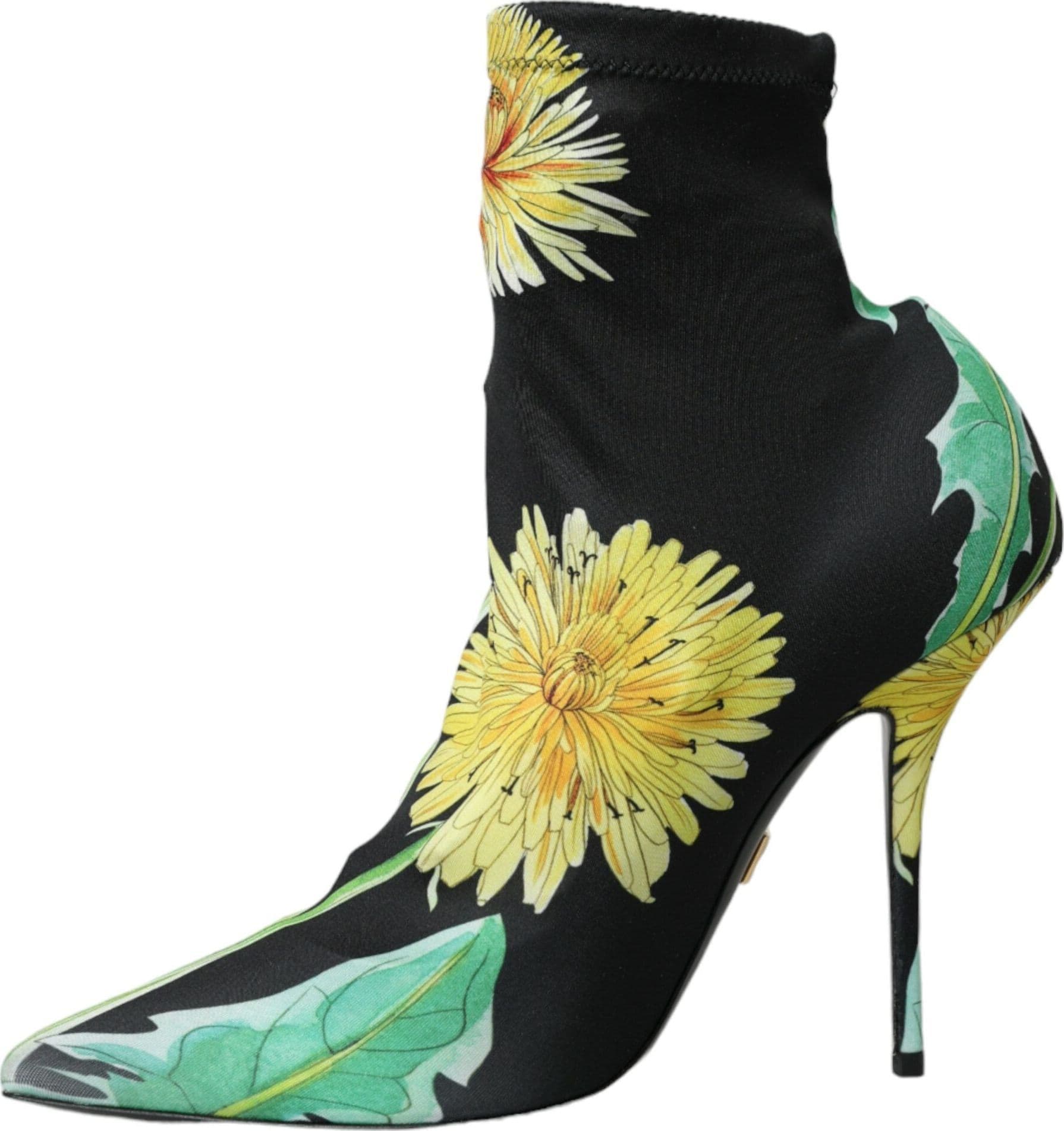 Dolce & Gabbana Black Floral Jersey Stretch Ankle Boots Shoes - 4