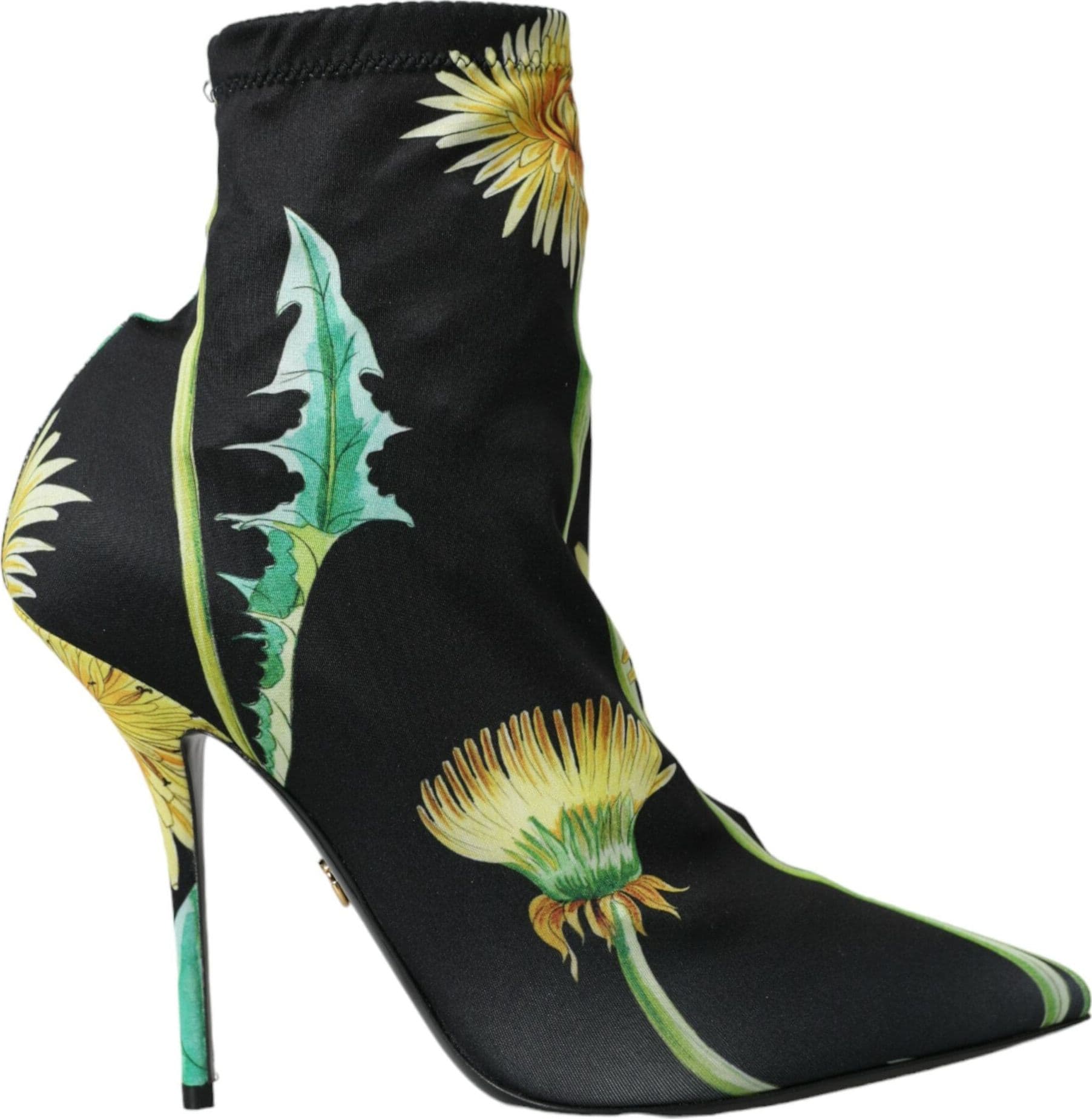 Dolce & Gabbana Black Floral Jersey Stretch Ankle Boots Shoes - 5