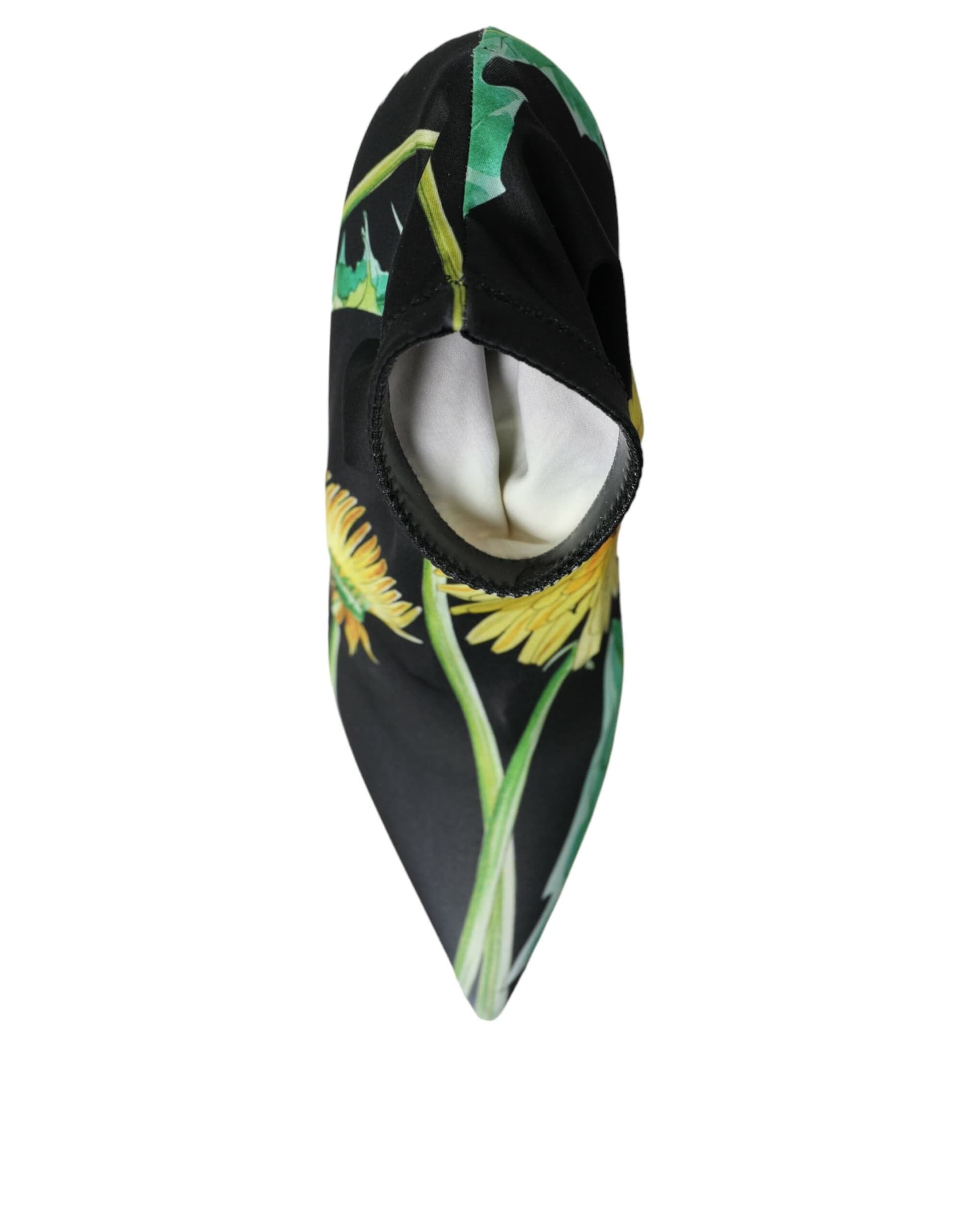 Dolce & Gabbana Black Floral Jersey Stretch Ankle Boots Shoes - 8