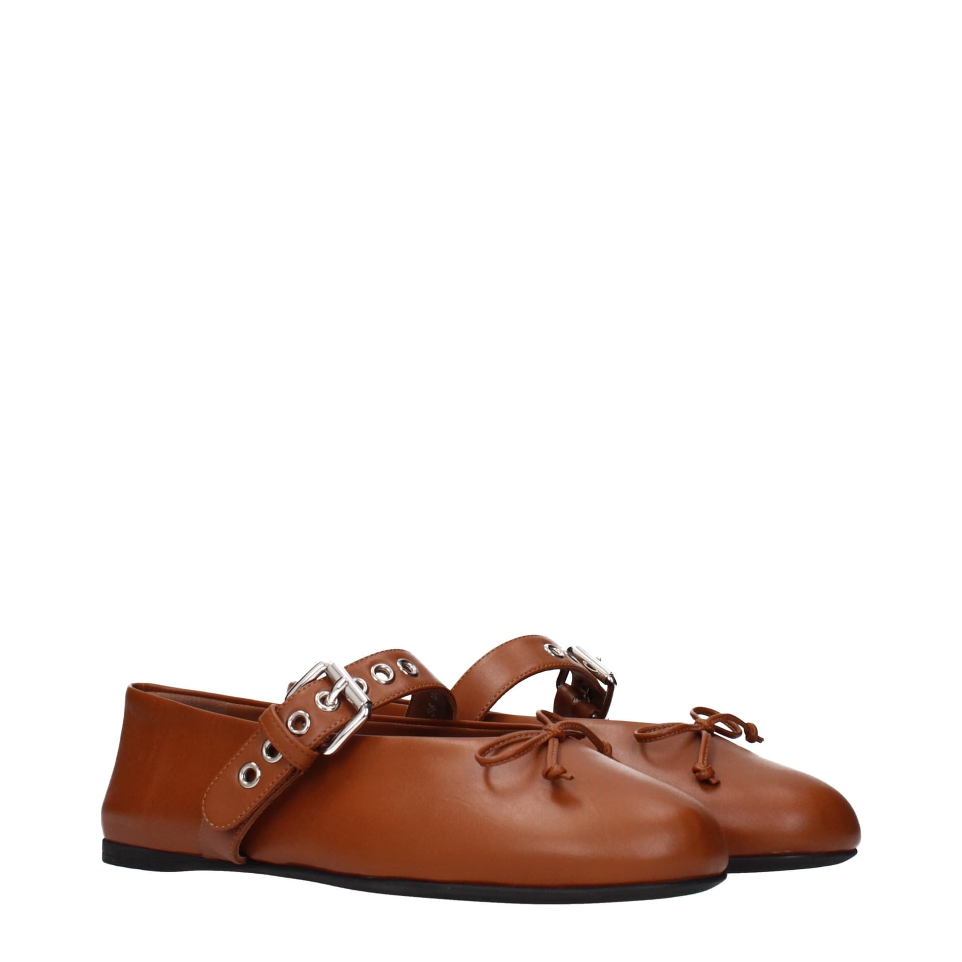 Miu Miu Brown Leather Ballet Flats - 2
