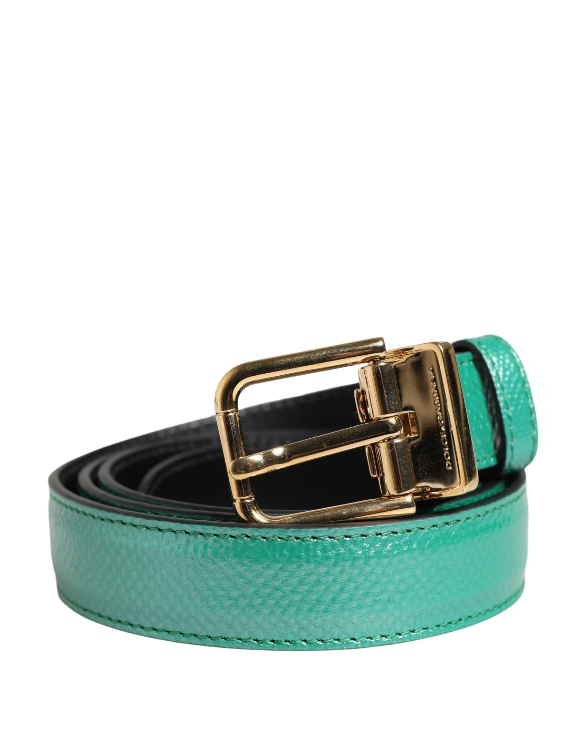 Dolce & Gabbana Men Green Classic Leather Metal Buckle Belt - 2