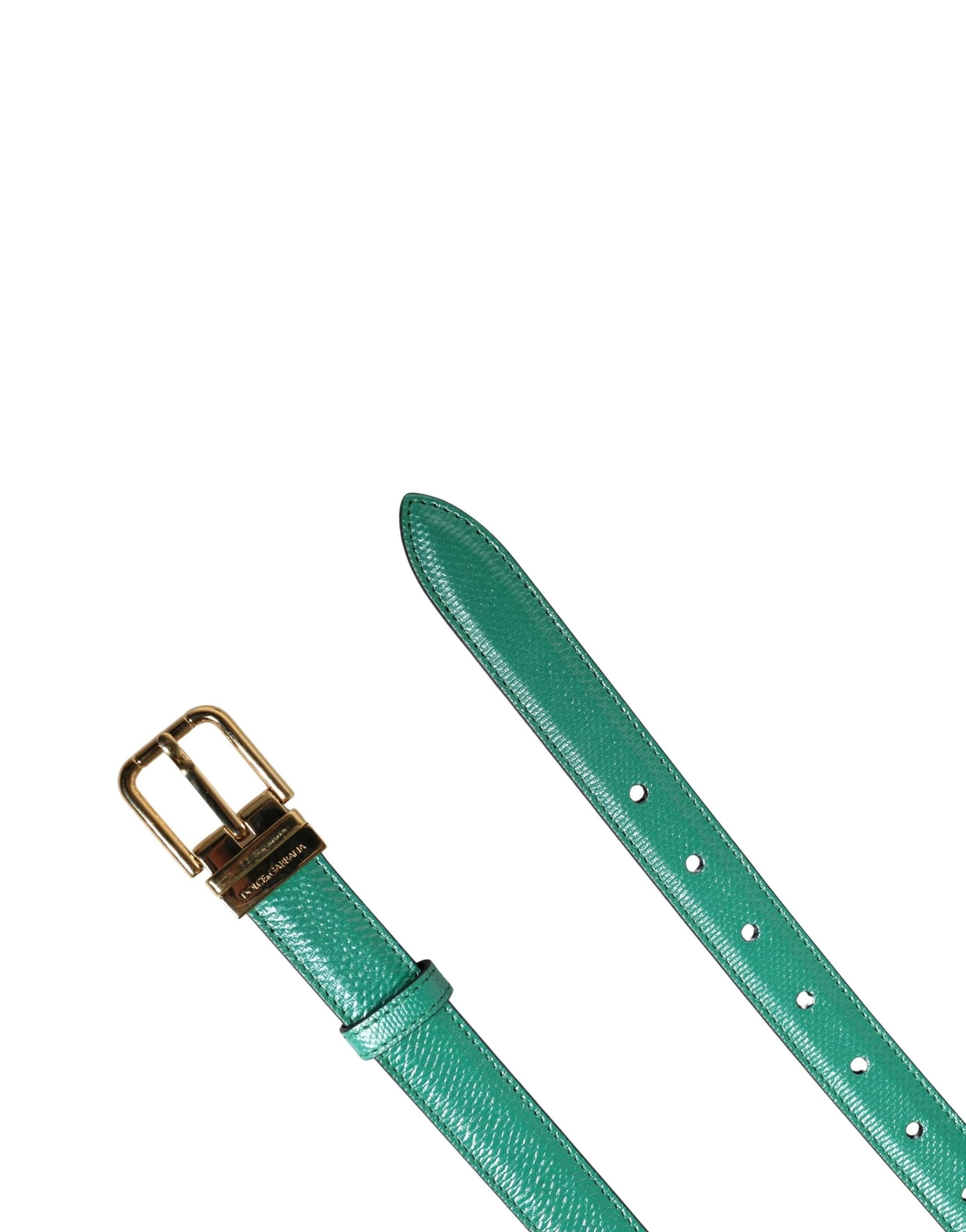Dolce & Gabbana Men Green Classic Leather Metal Buckle Belt - 6