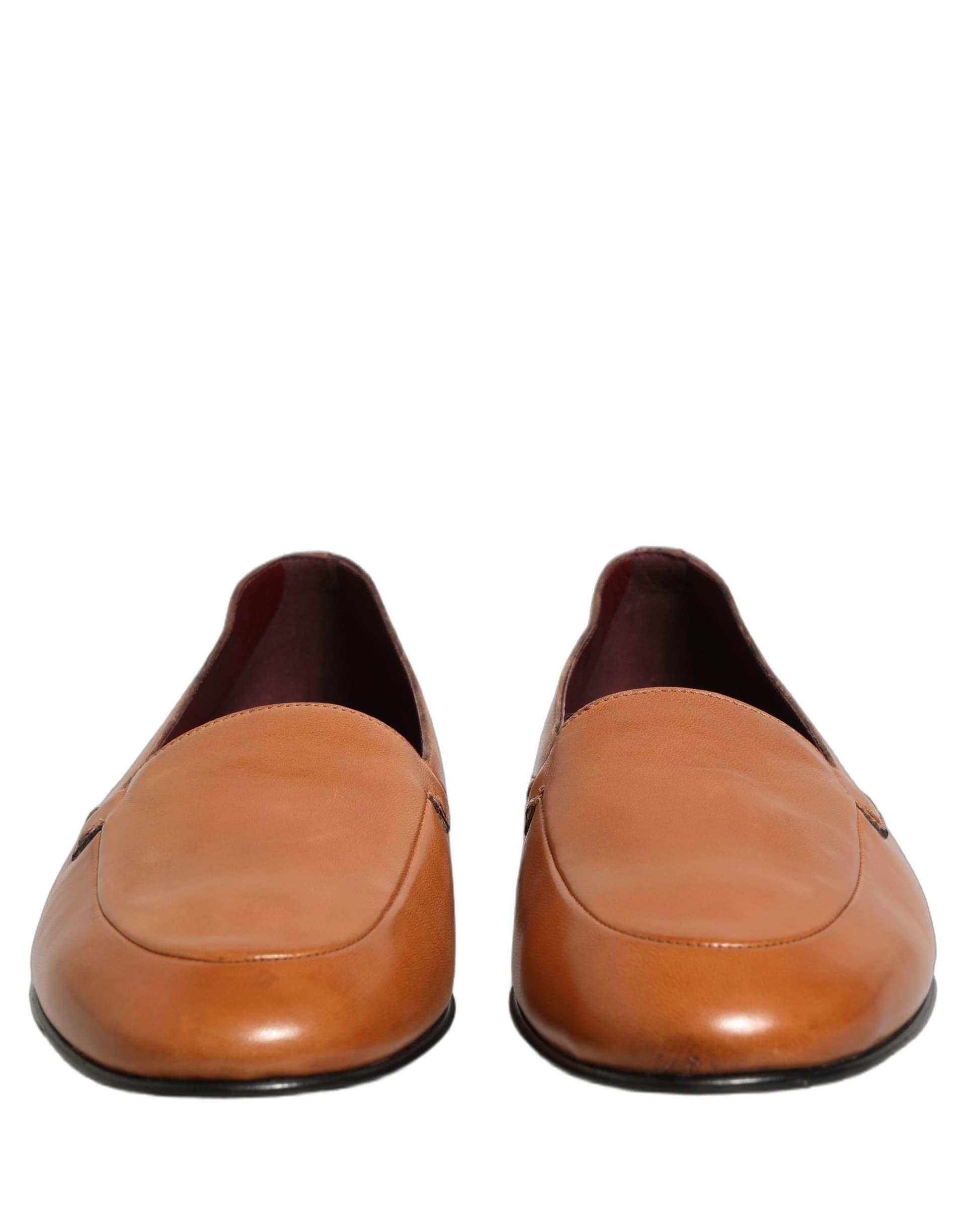 Dolce & Gabbana Brown Leather Logo Slip On Men Loafers Shoes - 2