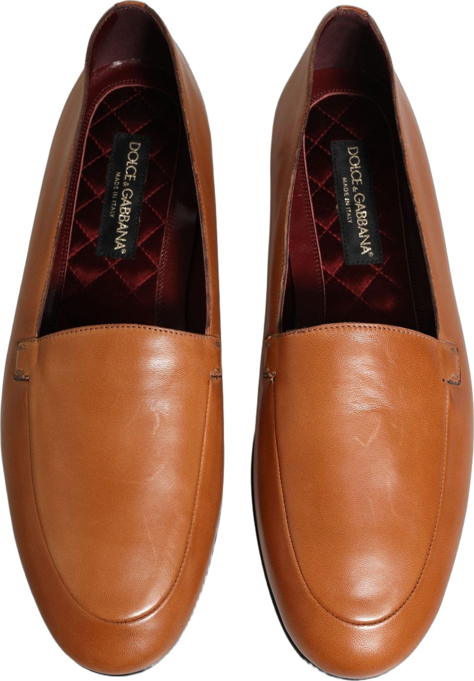 Dolce & Gabbana Brown Leather Logo Slip On Men Loafers Shoes - 3