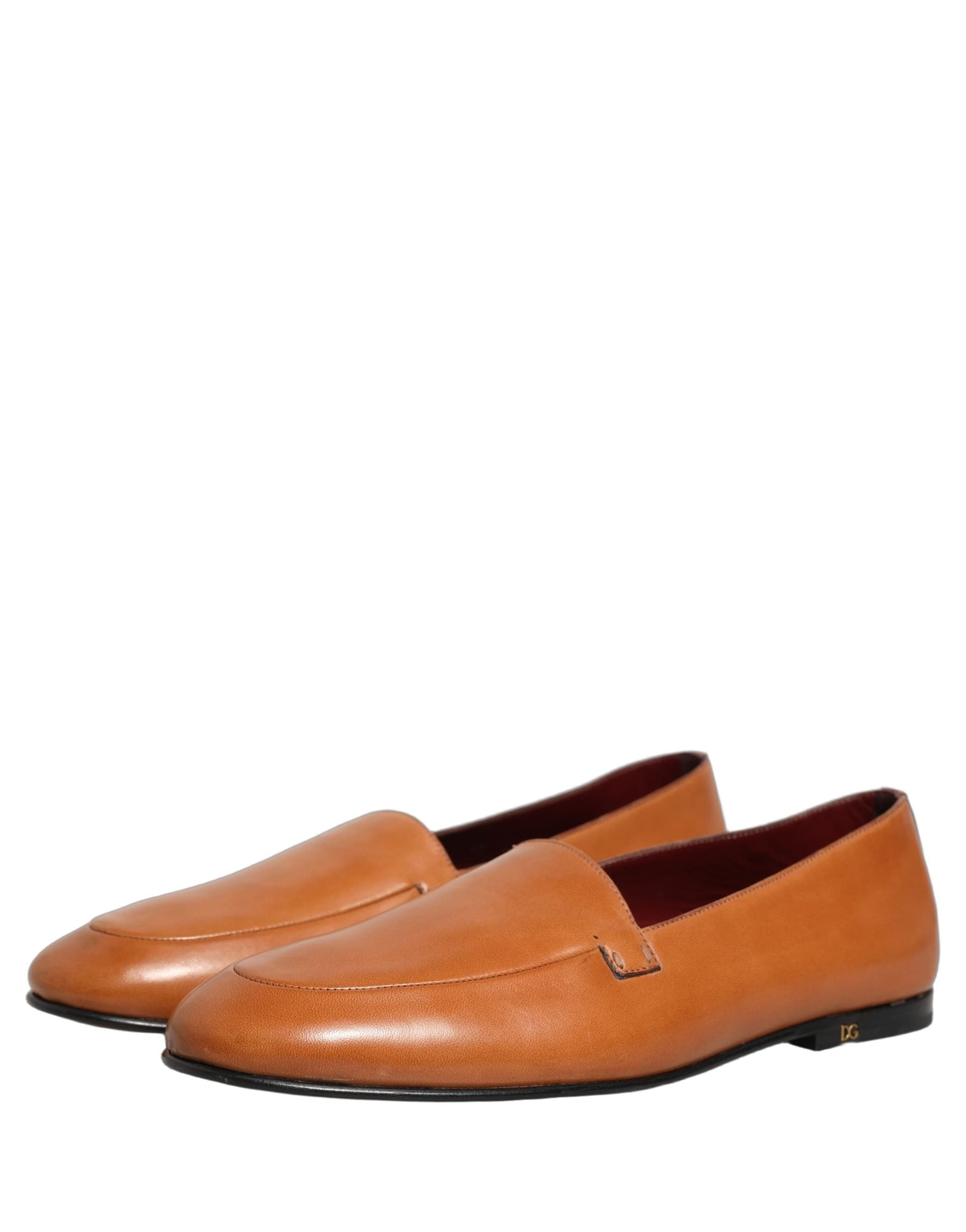Dolce & Gabbana Brown Leather Logo Slip On Men Loafers Shoes - 4