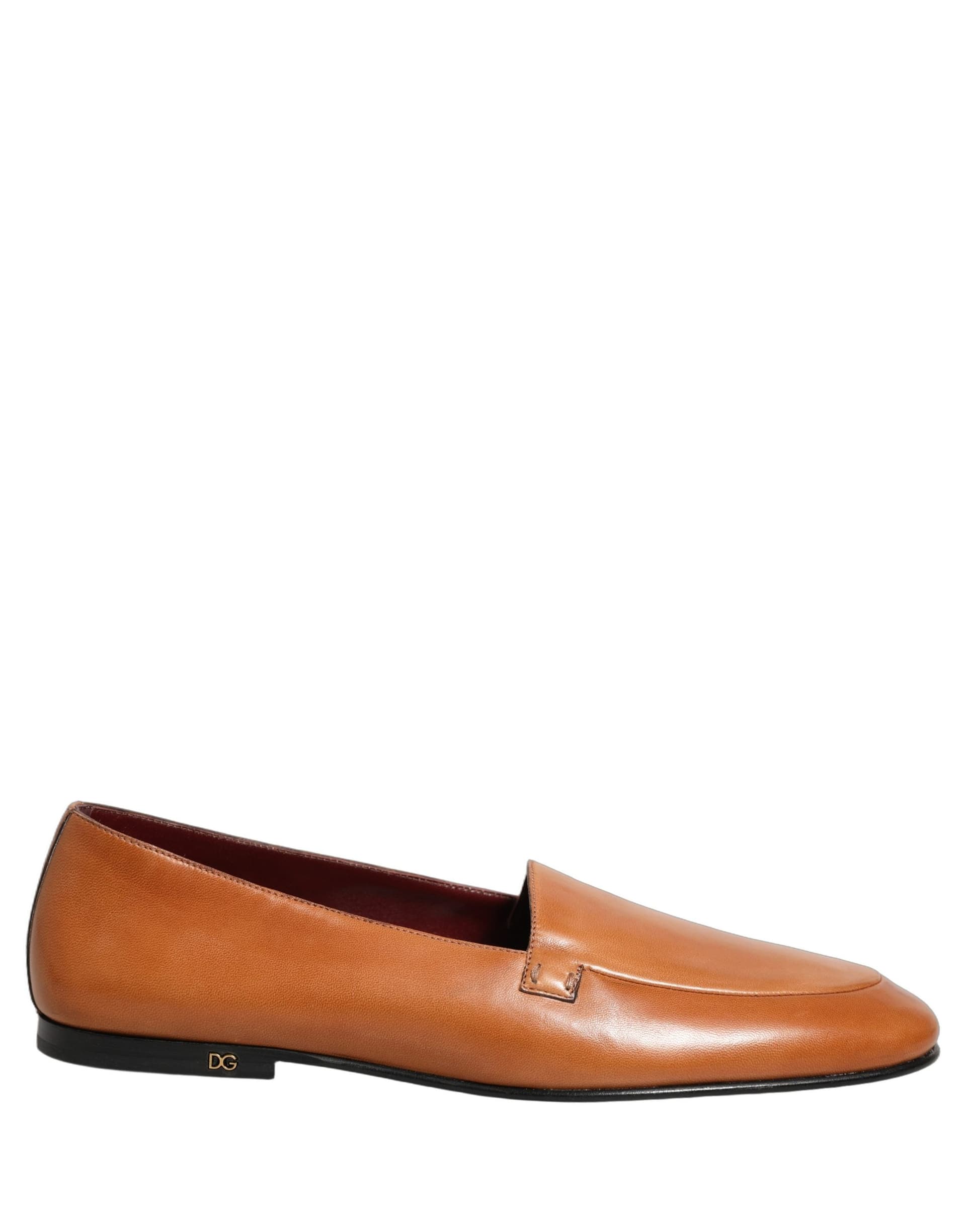 Dolce & Gabbana Brown Leather Logo Slip On Men Loafers Shoes - 8