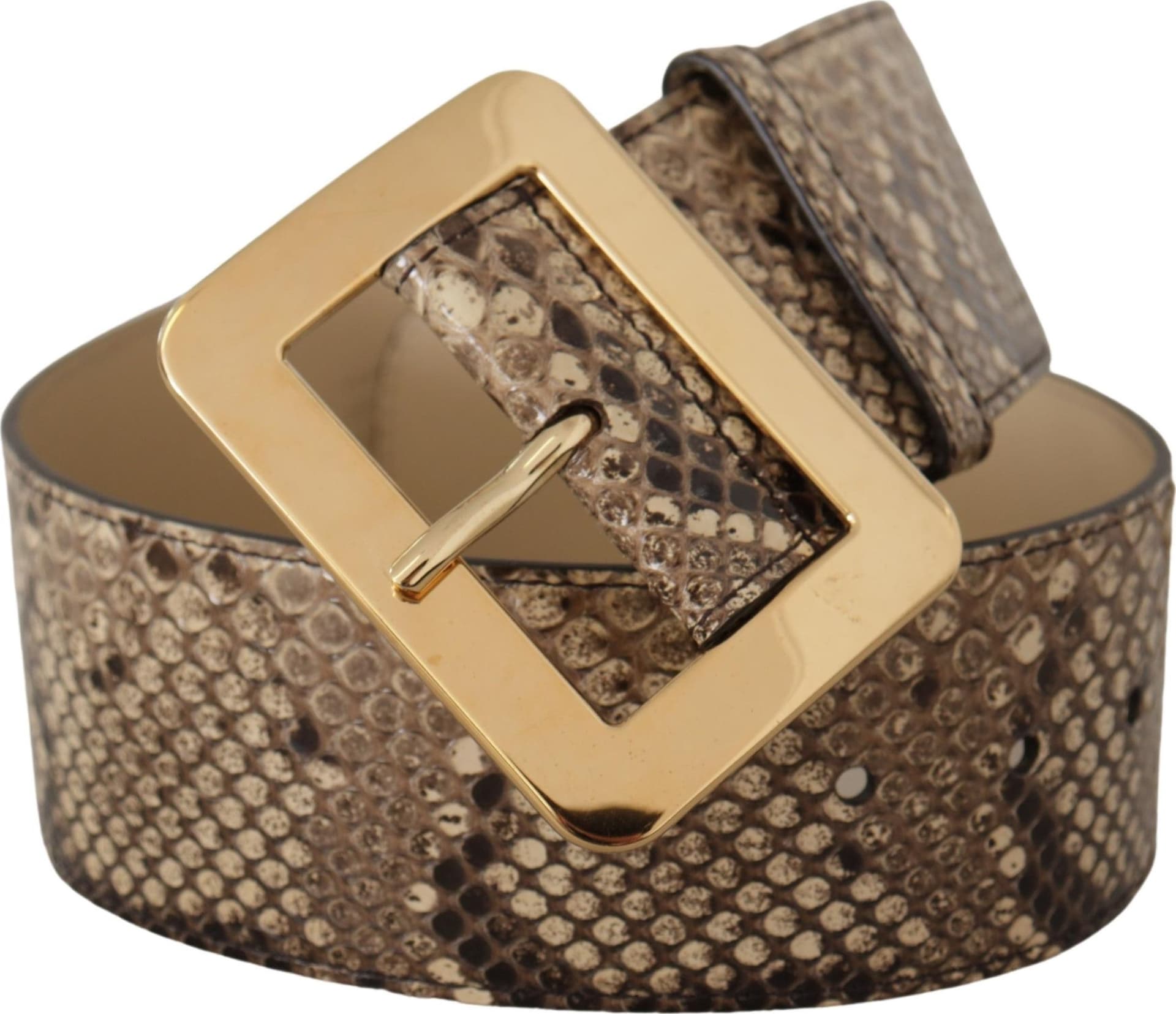 Dolce & Gabbana Brown Exotic Wide Waist Leather Gold Metal Buckle Belt - 2