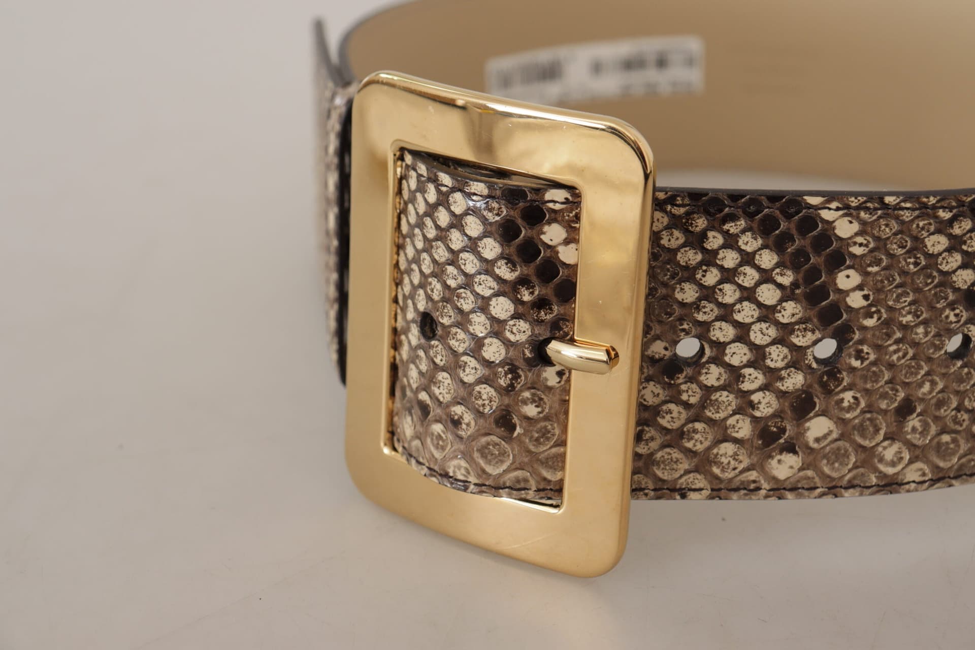 Dolce & Gabbana Brown Exotic Wide Waist Leather Gold Metal Buckle Belt - 4