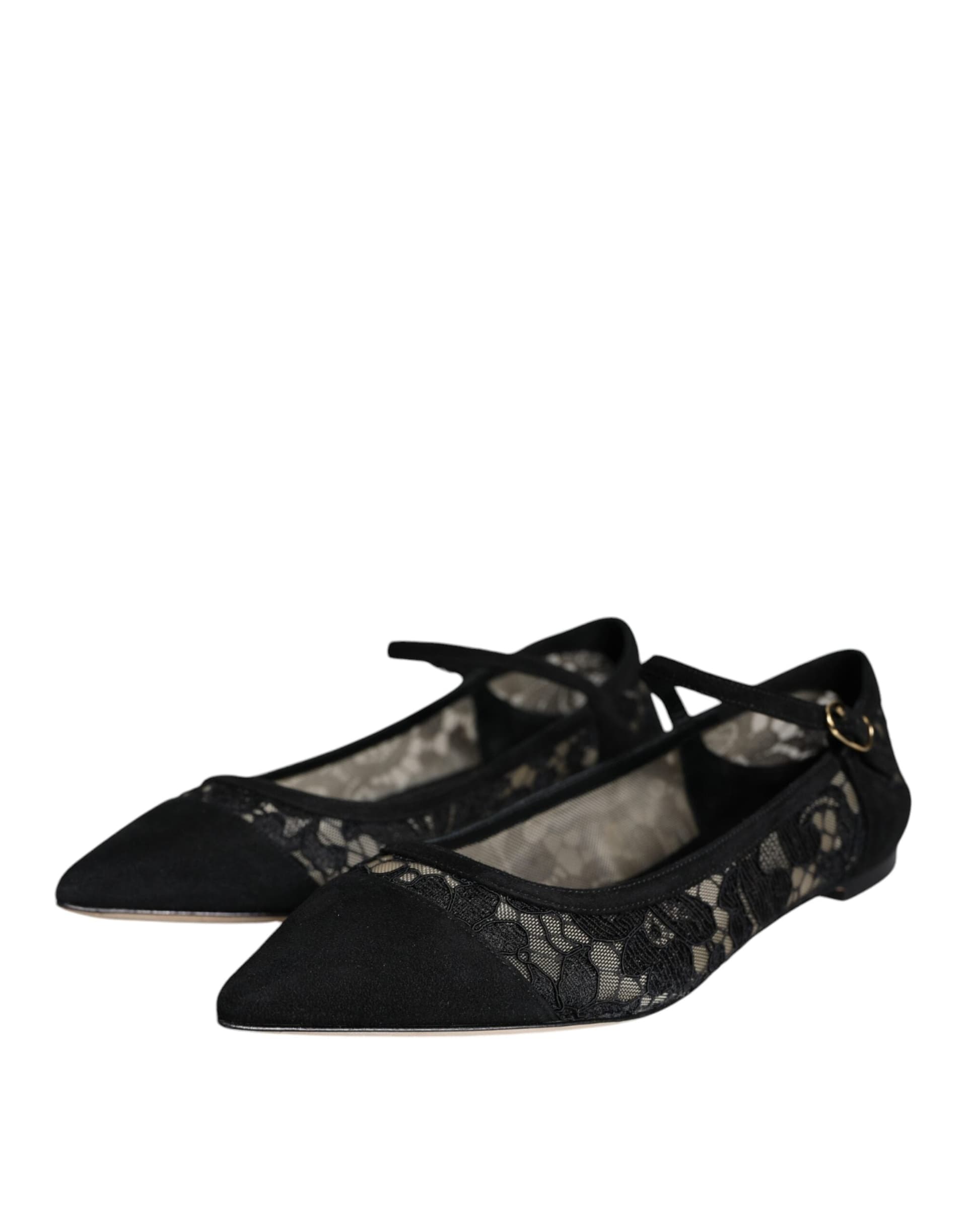 Dolce & Gabbana Black Taormina Lace Bellucci Flats Shoes - 2
