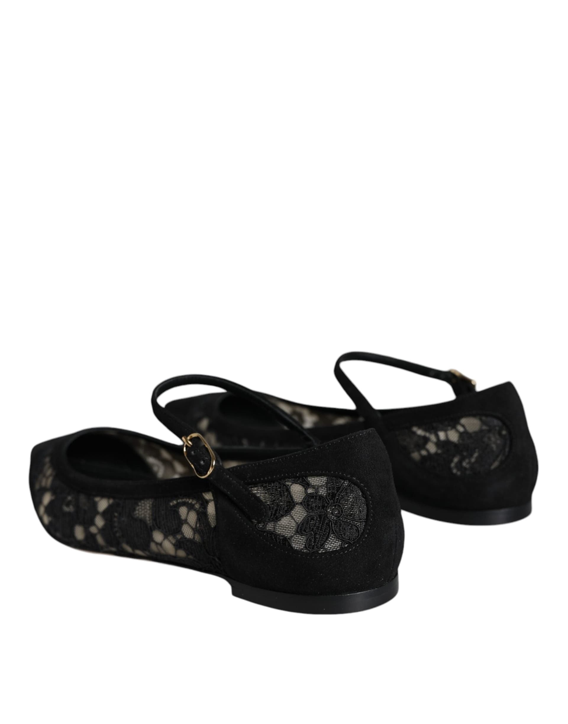 Dolce & Gabbana Black Taormina Lace Bellucci Flats Shoes - 5
