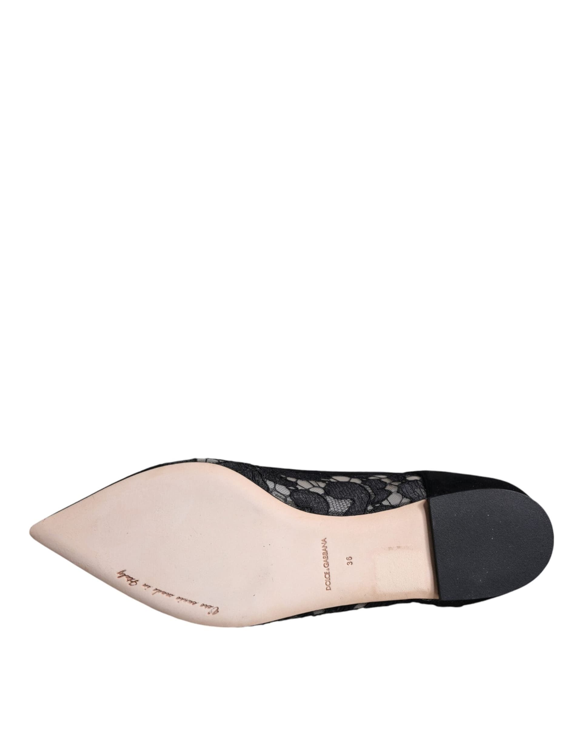 Dolce & Gabbana Black Taormina Lace Bellucci Flats Shoes - 6