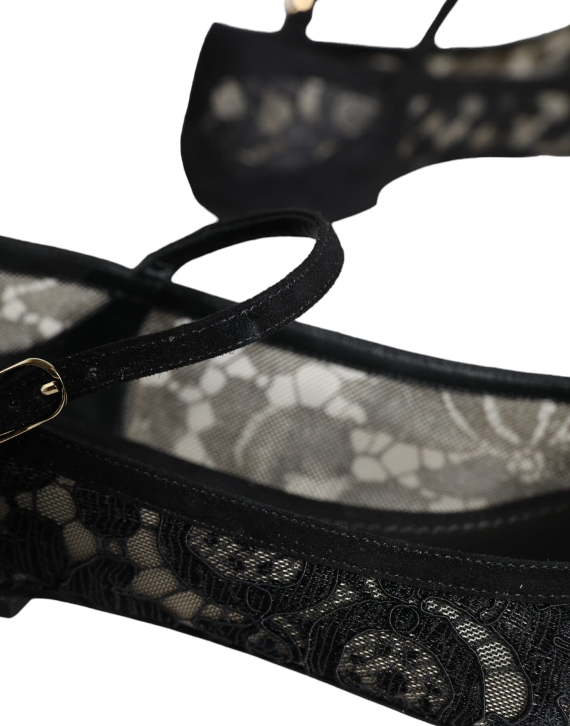 Dolce & Gabbana Black Taormina Lace Bellucci Flats Shoes - 7