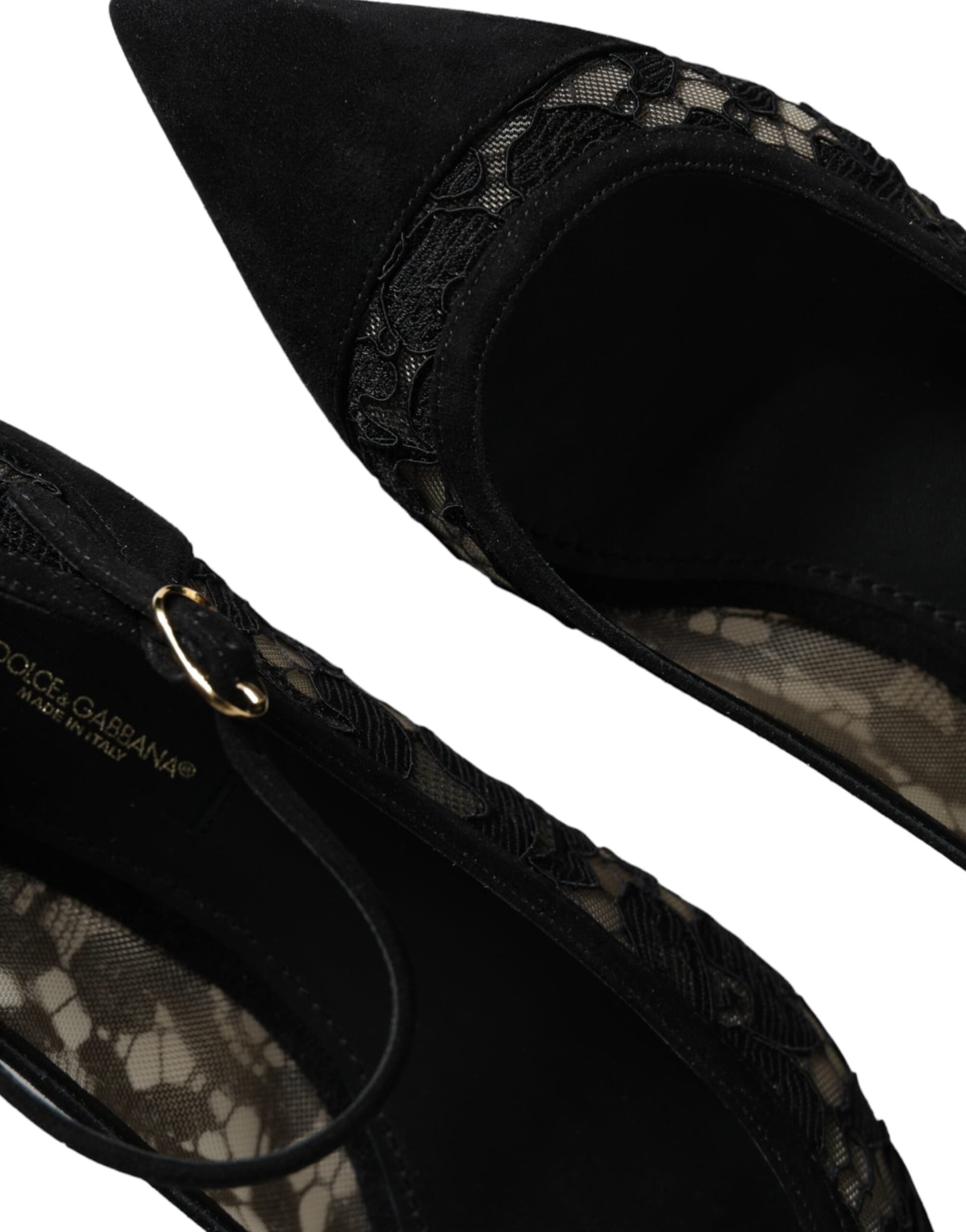 Dolce & Gabbana Black Taormina Lace Bellucci Flats Shoes - 8