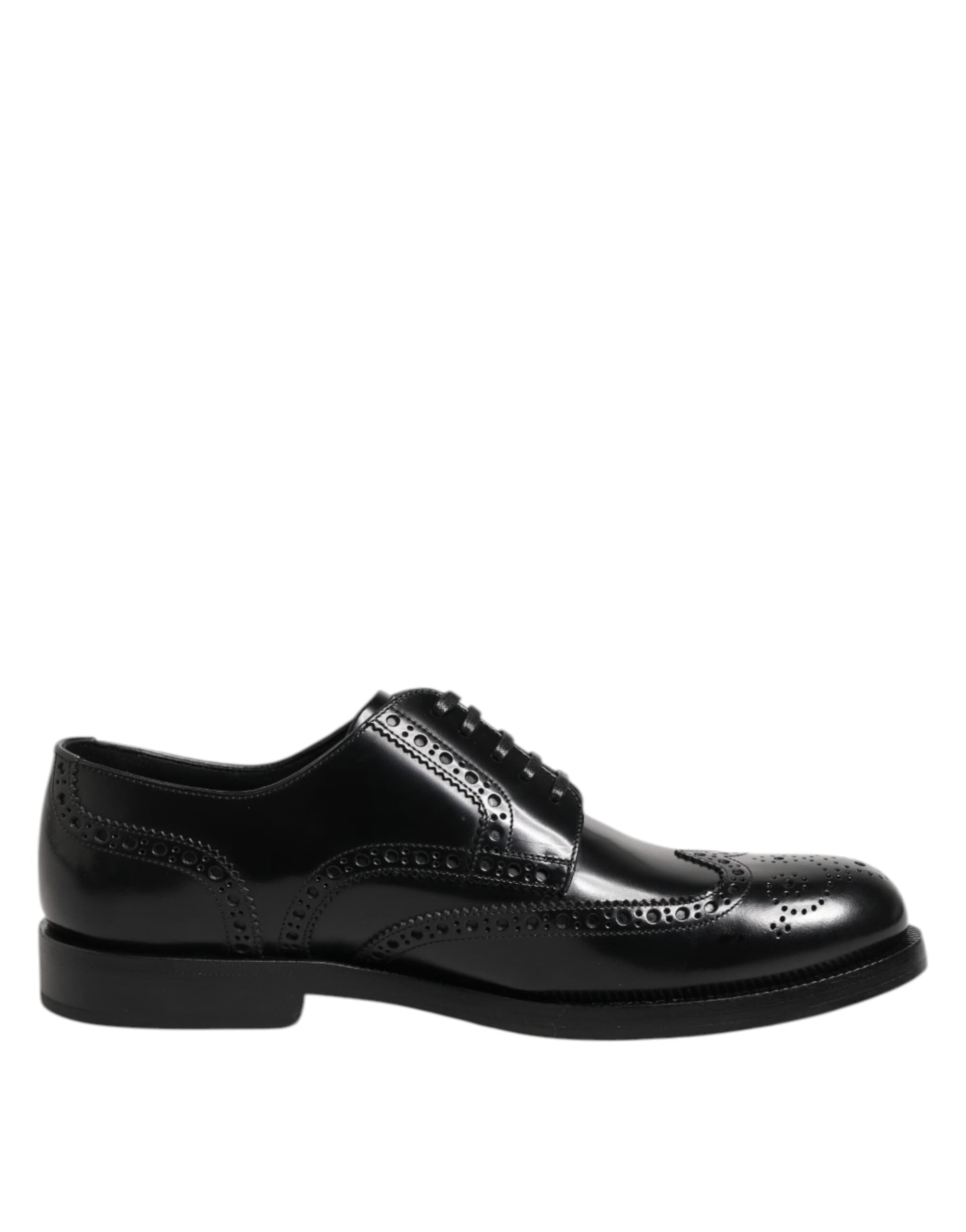 Dolce & Gabbana Black Leather Derby Wingtip Formal Shoes - 6