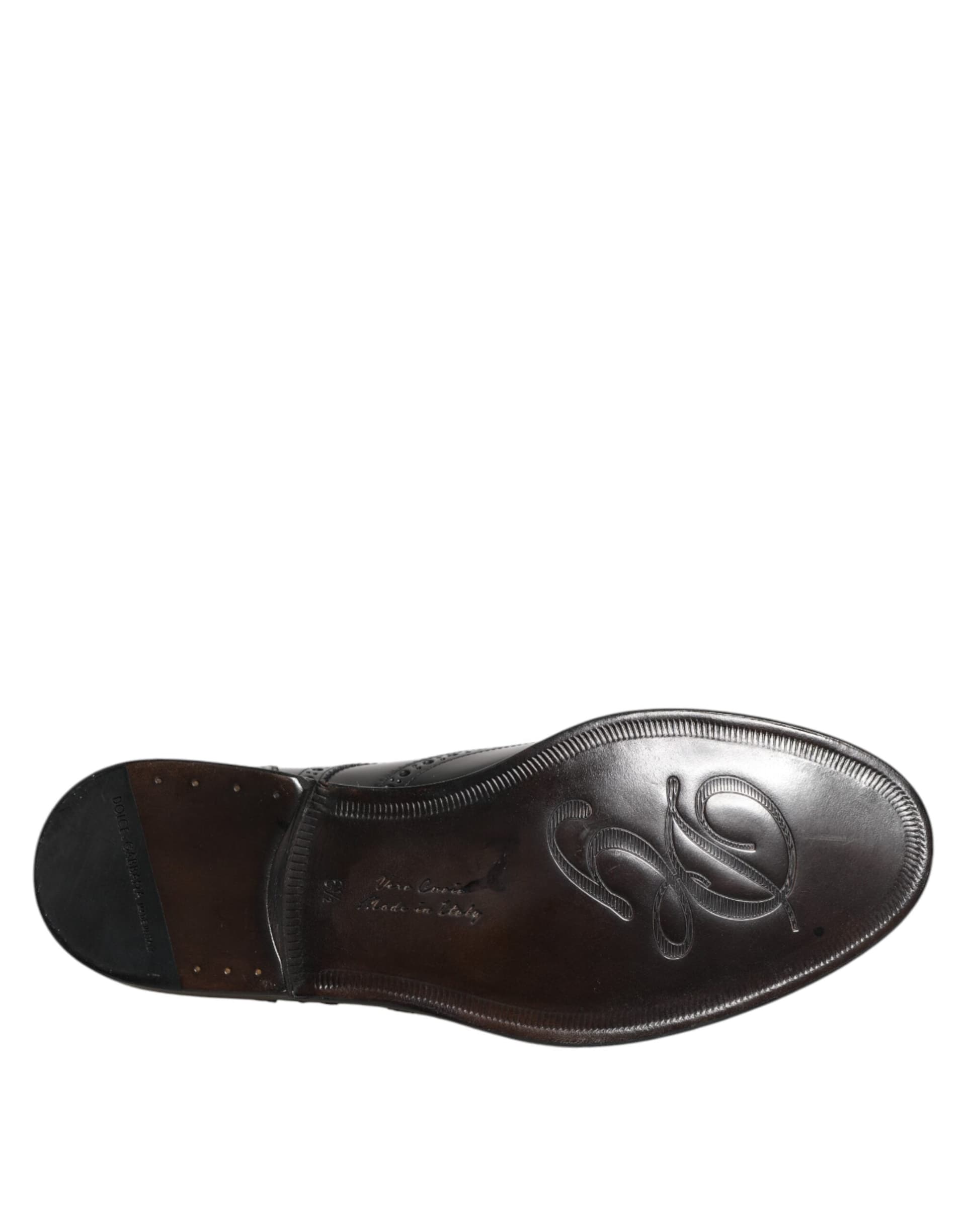 Dolce & Gabbana Black Leather Derby Wingtip Formal Shoes - 8