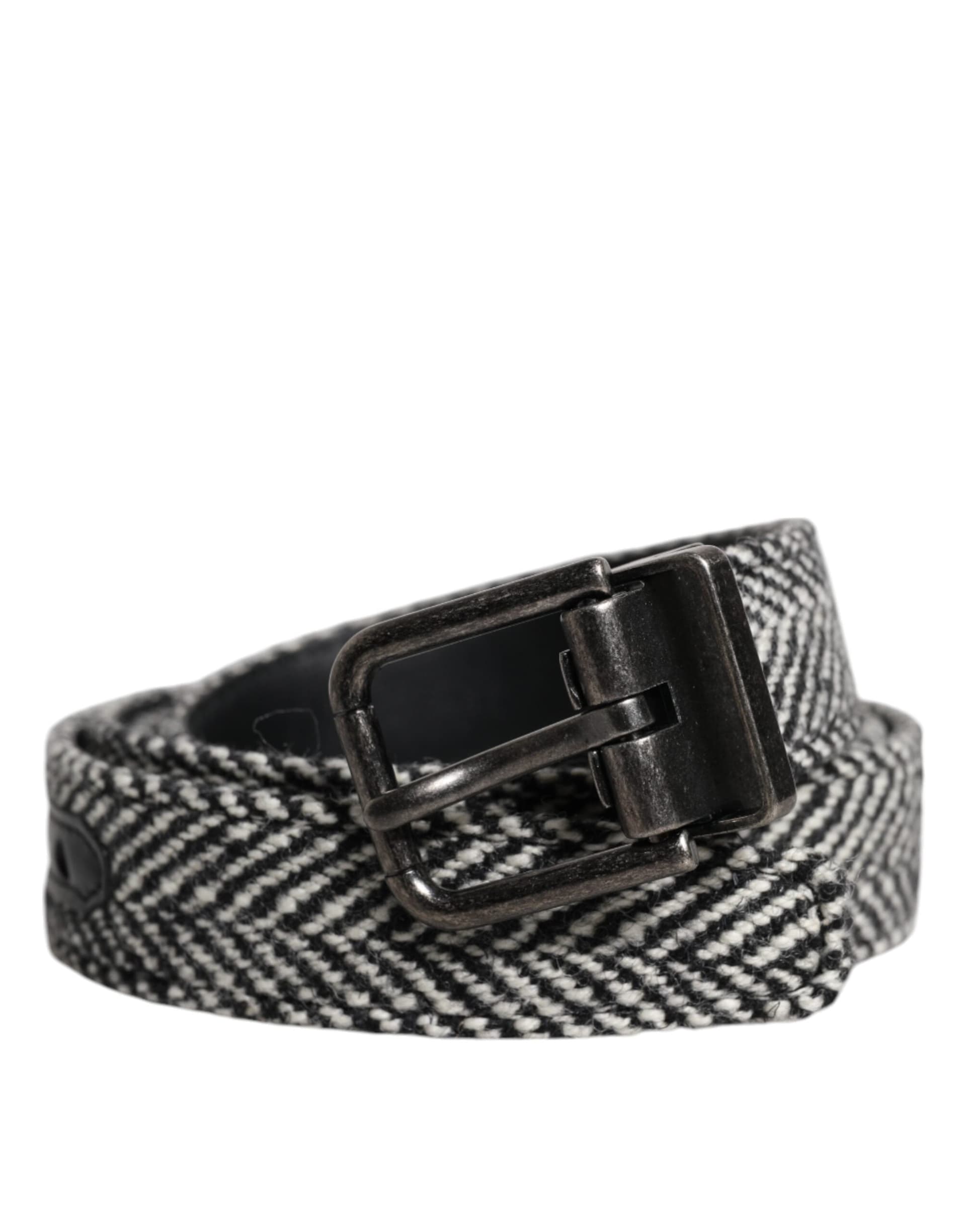 Dolce & Gabbana Black White Silver Tone Metal Buckle Belt - 2