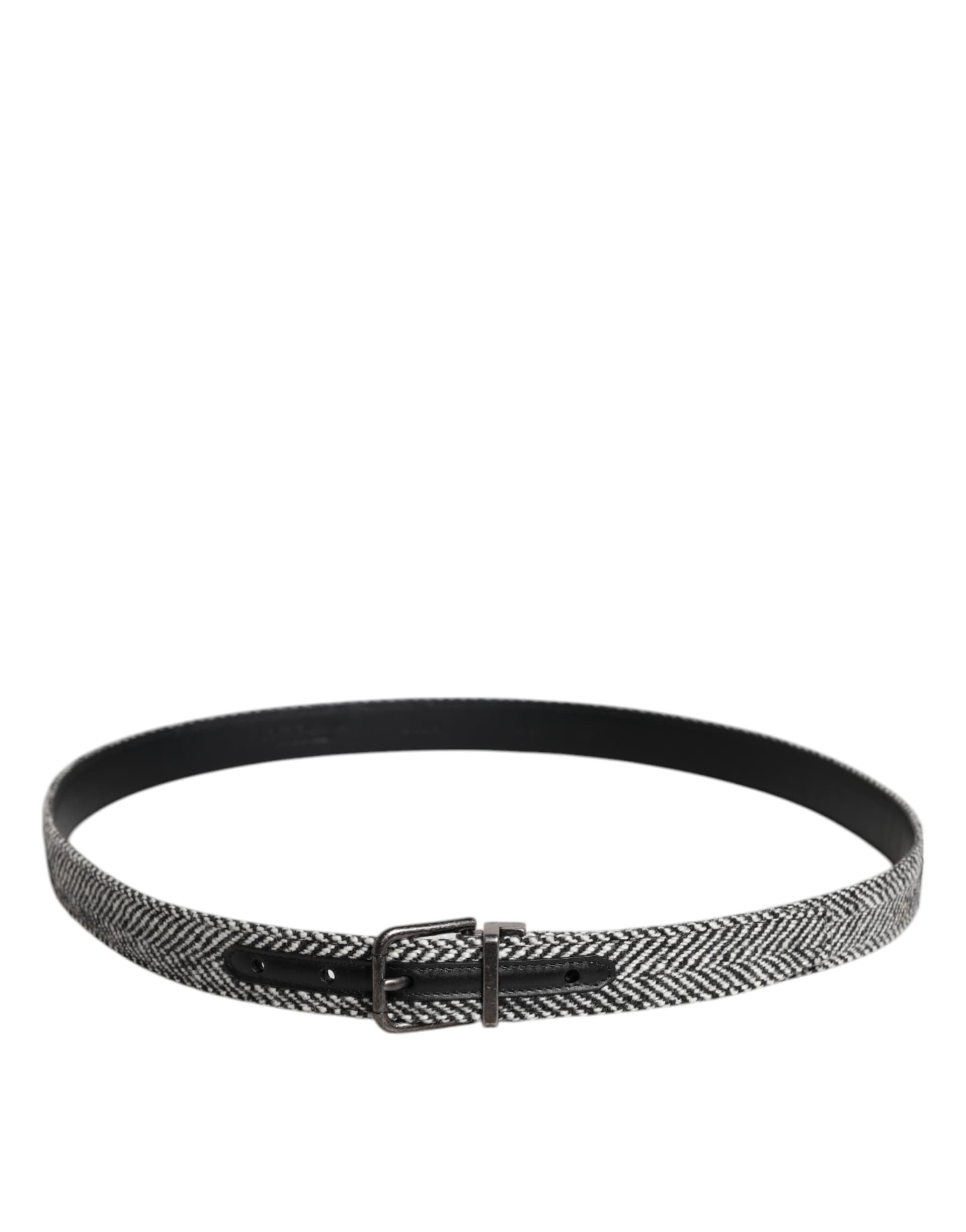 Dolce & Gabbana Black White Silver Tone Metal Buckle Belt - 3