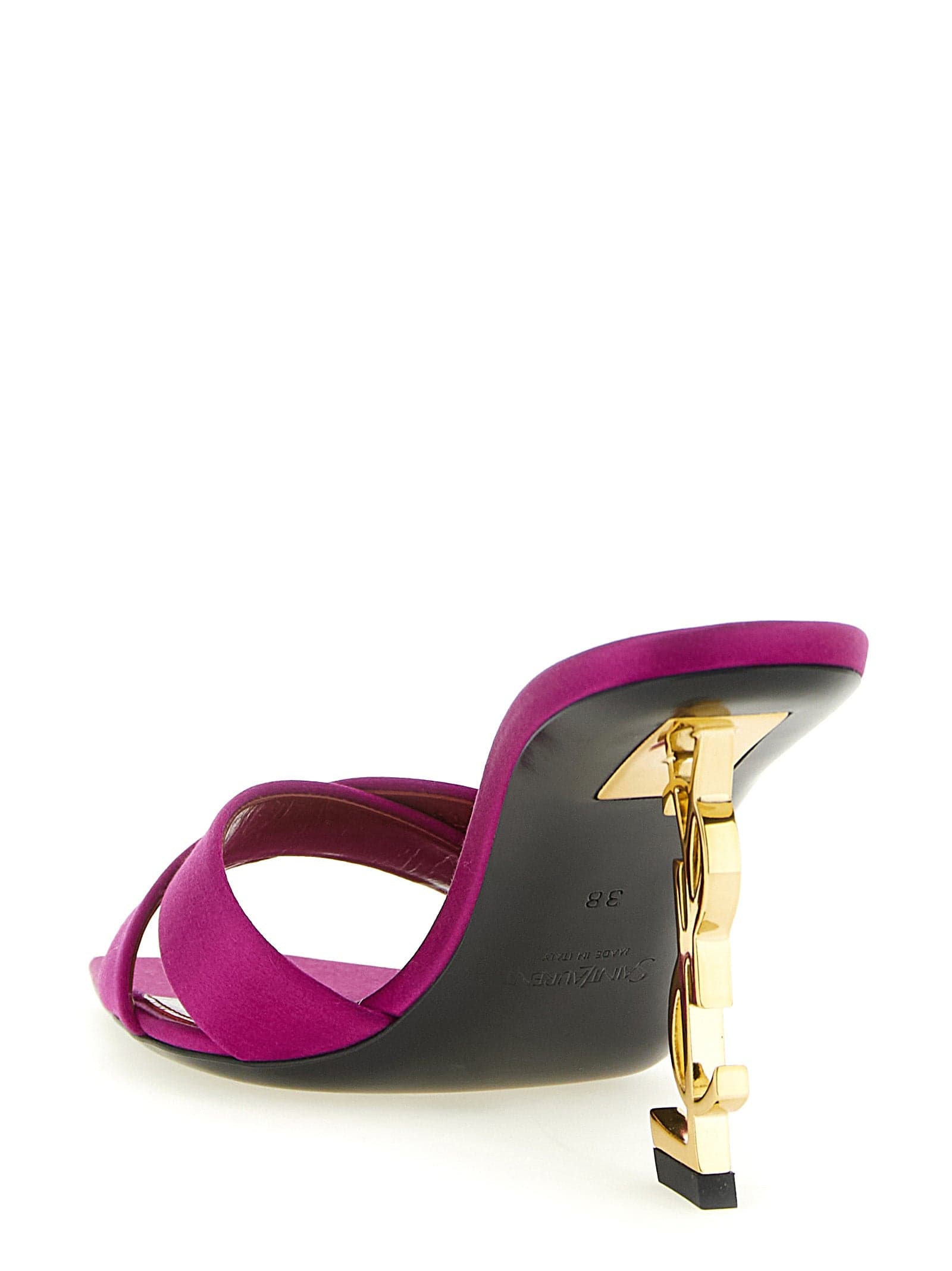 Saint Laurent Fuchsia Viscose Stiletto Heel Sandals - 3