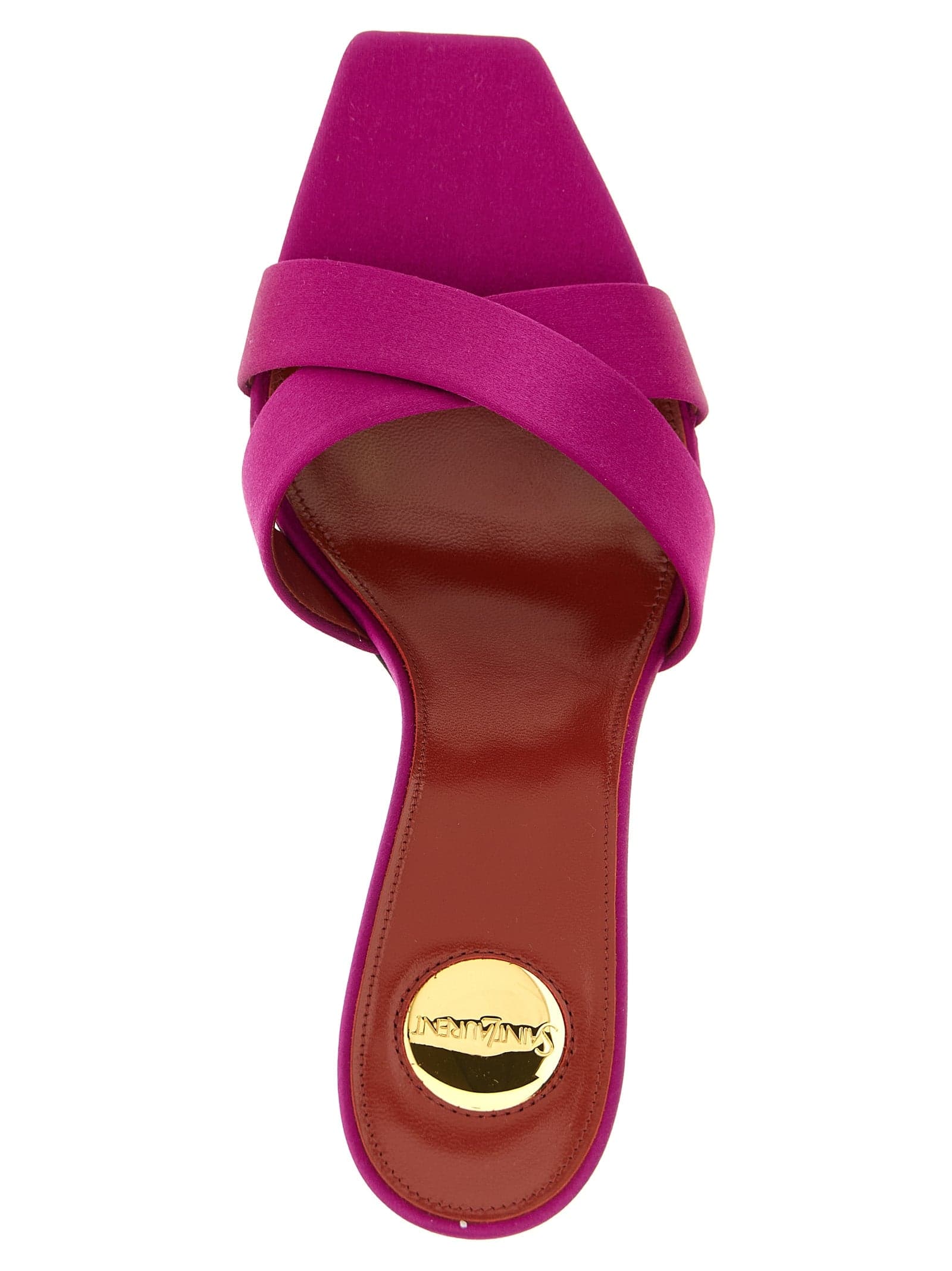 Saint Laurent Fuchsia Viscose Stiletto Heel Sandals - 4