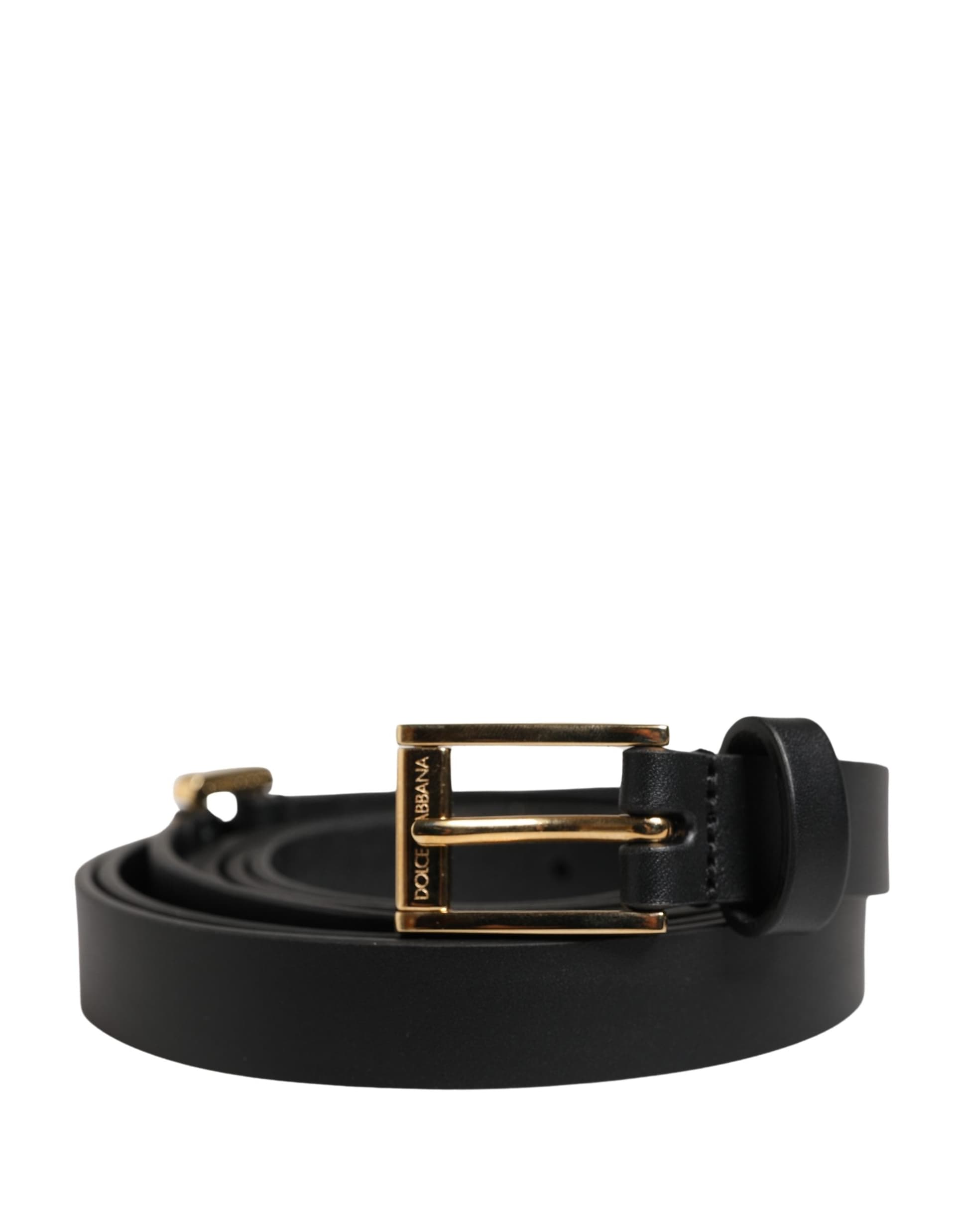 Dolce & Gabbana Men Black Leather Classic Metal Buckle Belt - 2