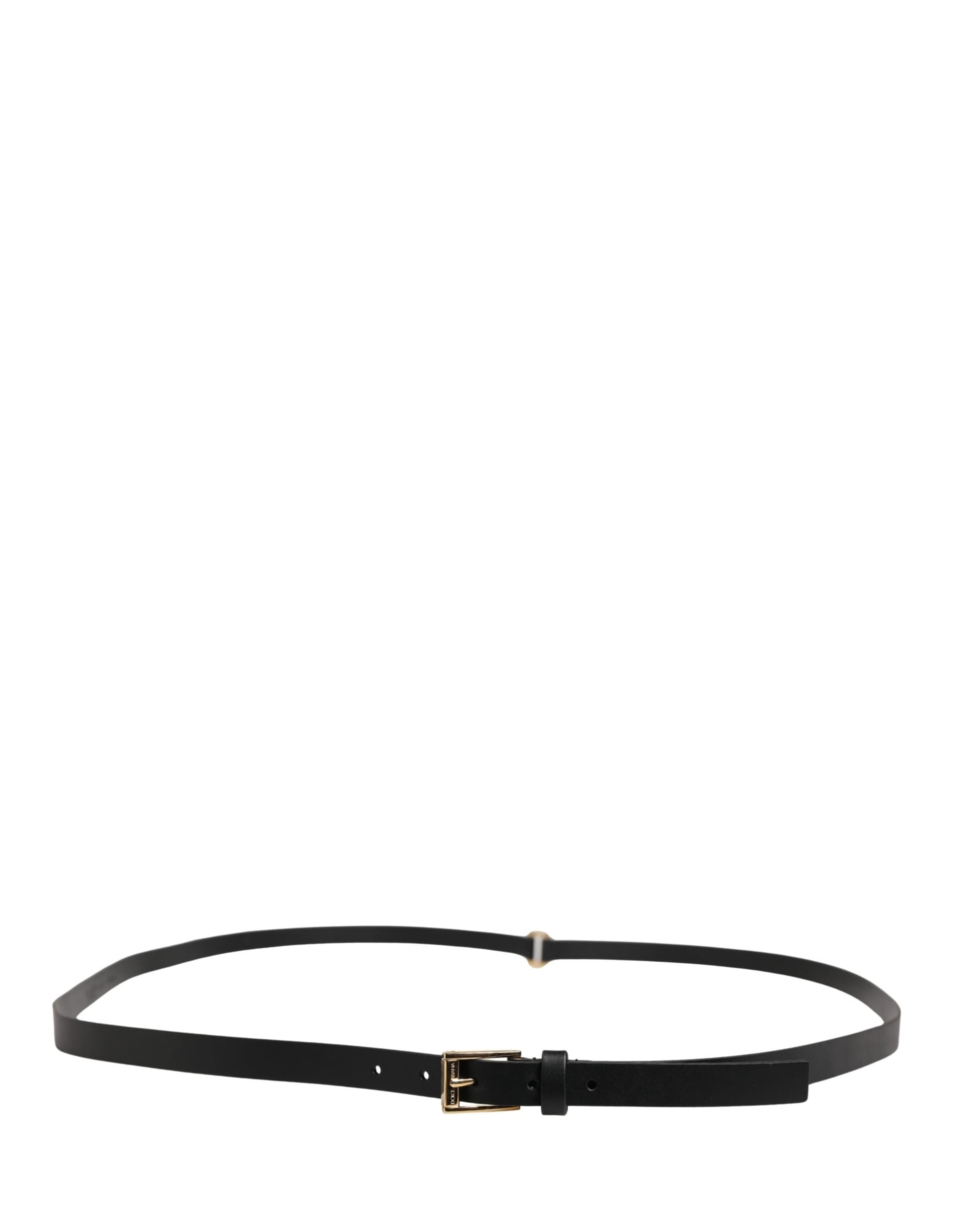 Dolce & Gabbana Men Black Leather Classic Metal Buckle Belt - 3