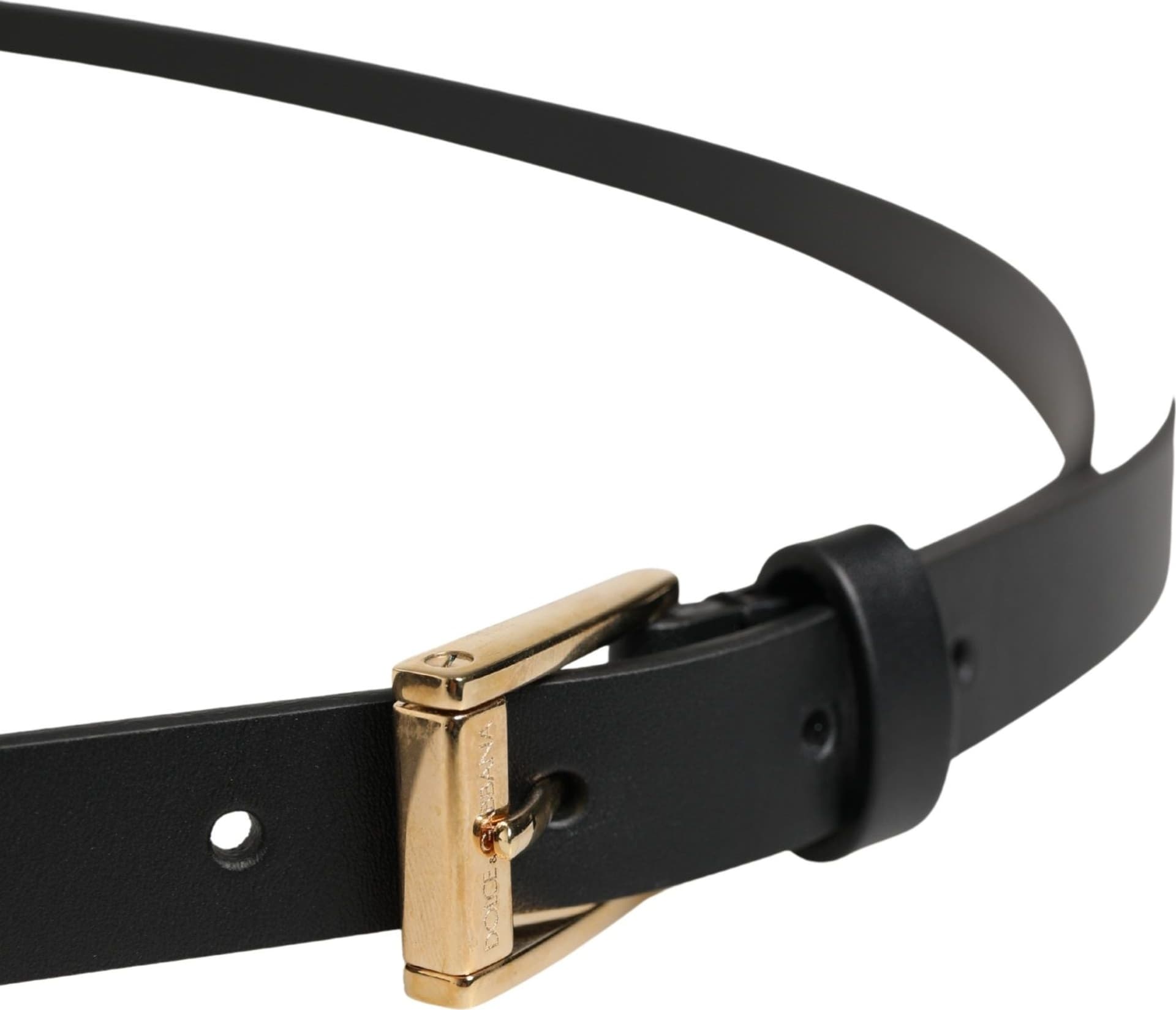 Dolce & Gabbana Men Black Leather Classic Metal Buckle Belt - 4