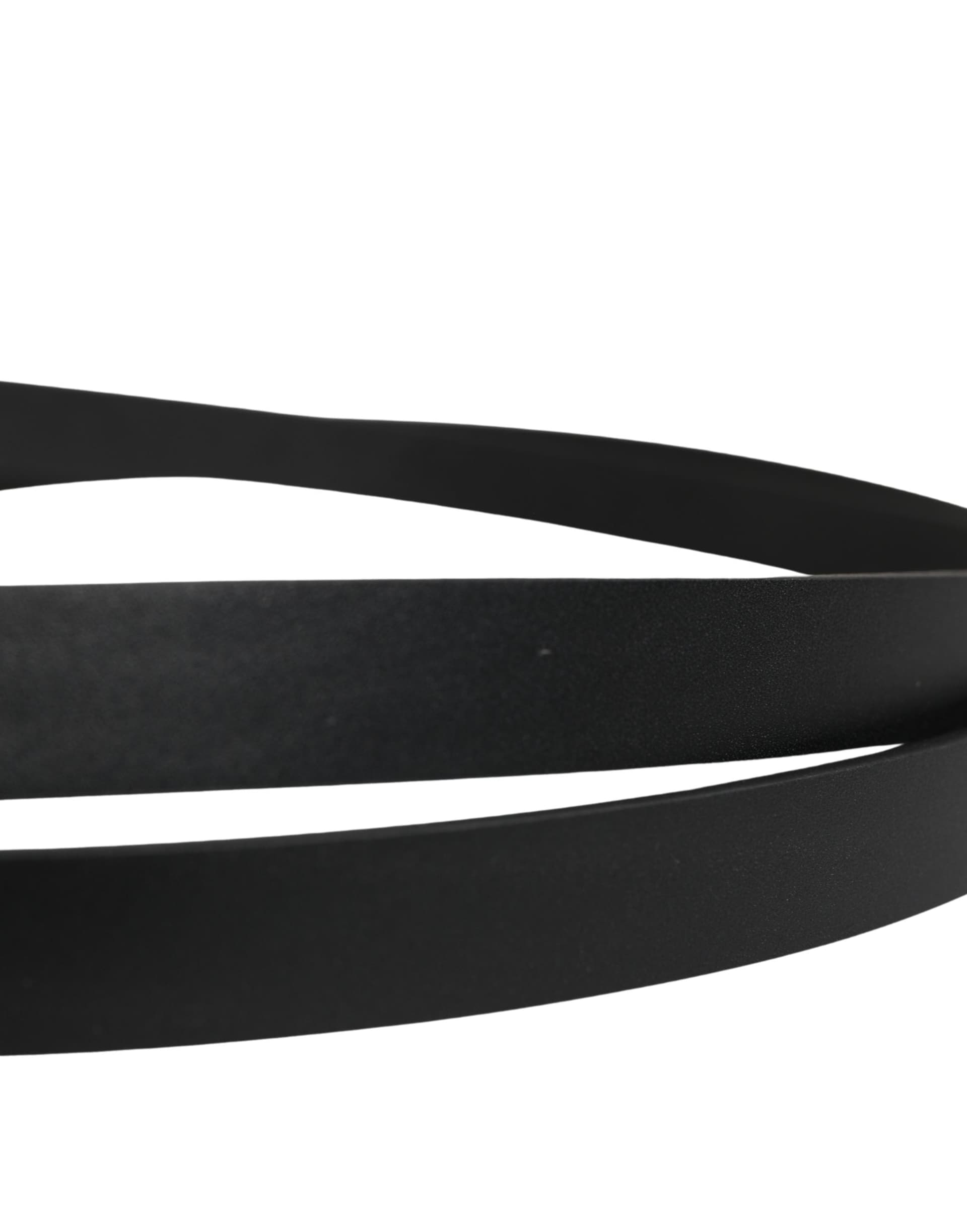 Dolce & Gabbana Men Black Leather Classic Metal Buckle Belt - 5