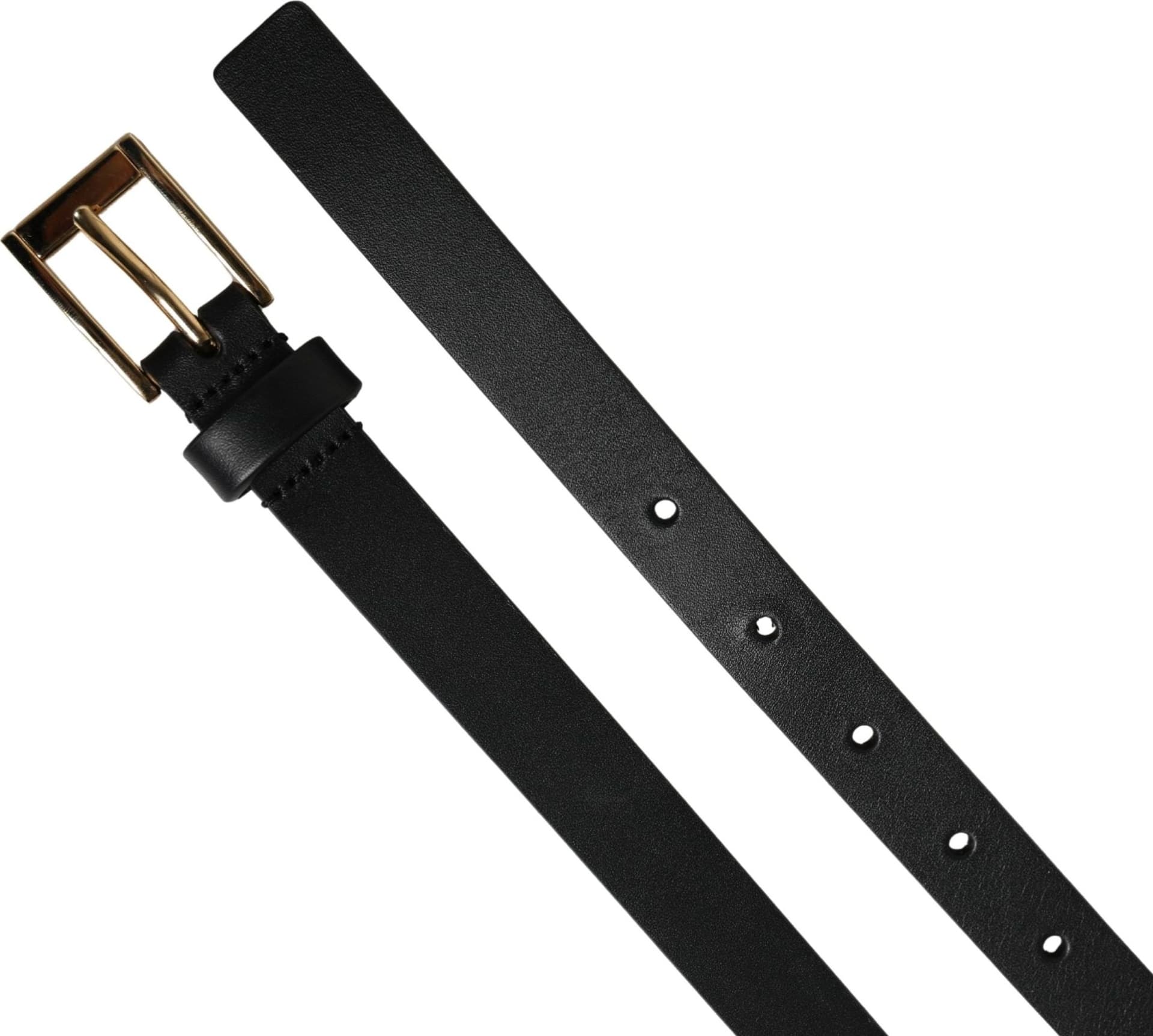 Dolce & Gabbana Men Black Leather Classic Metal Buckle Belt - 7