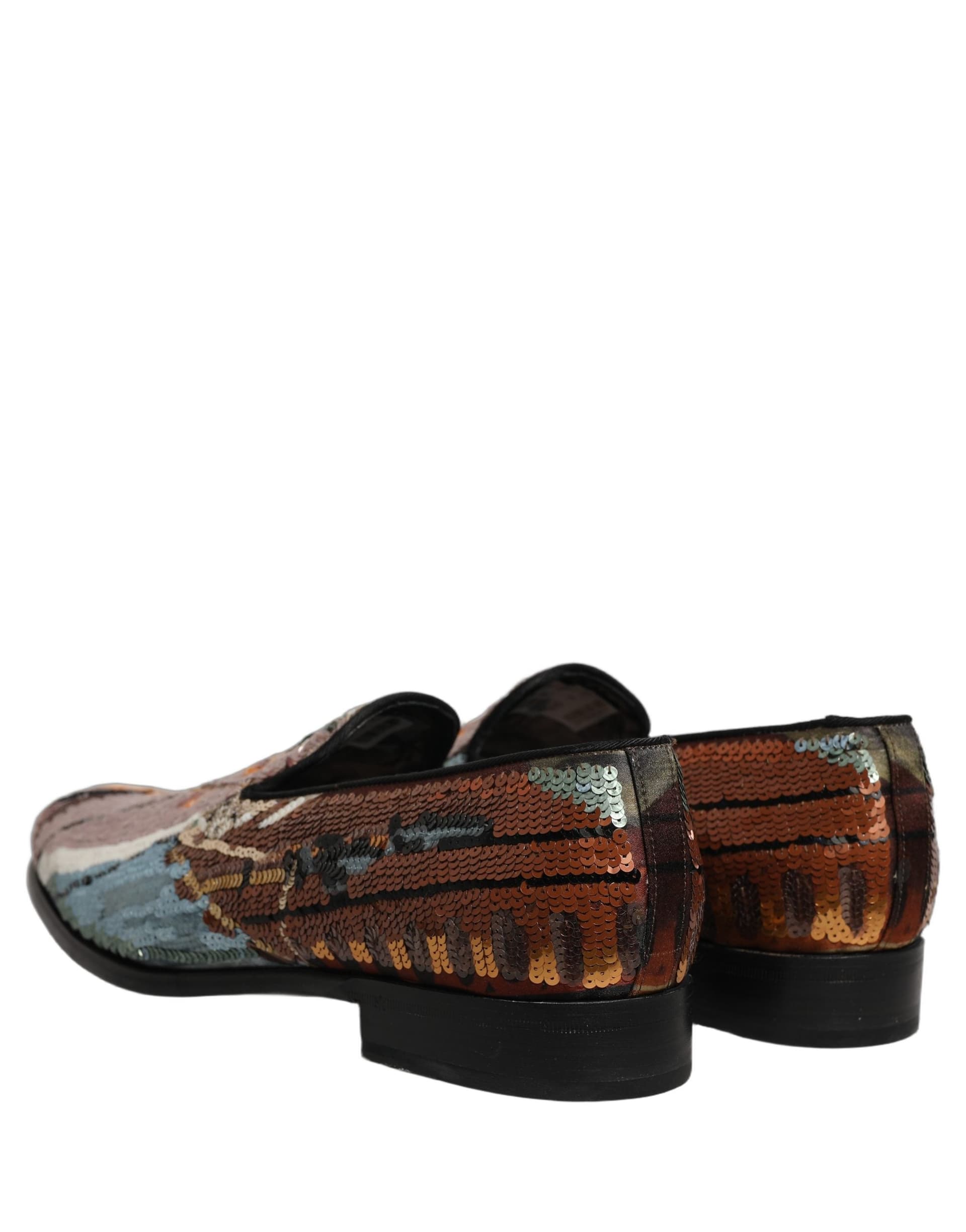Dolce & Gabbana Multicolor Embroidered Sequin Loafers Shoes - 5