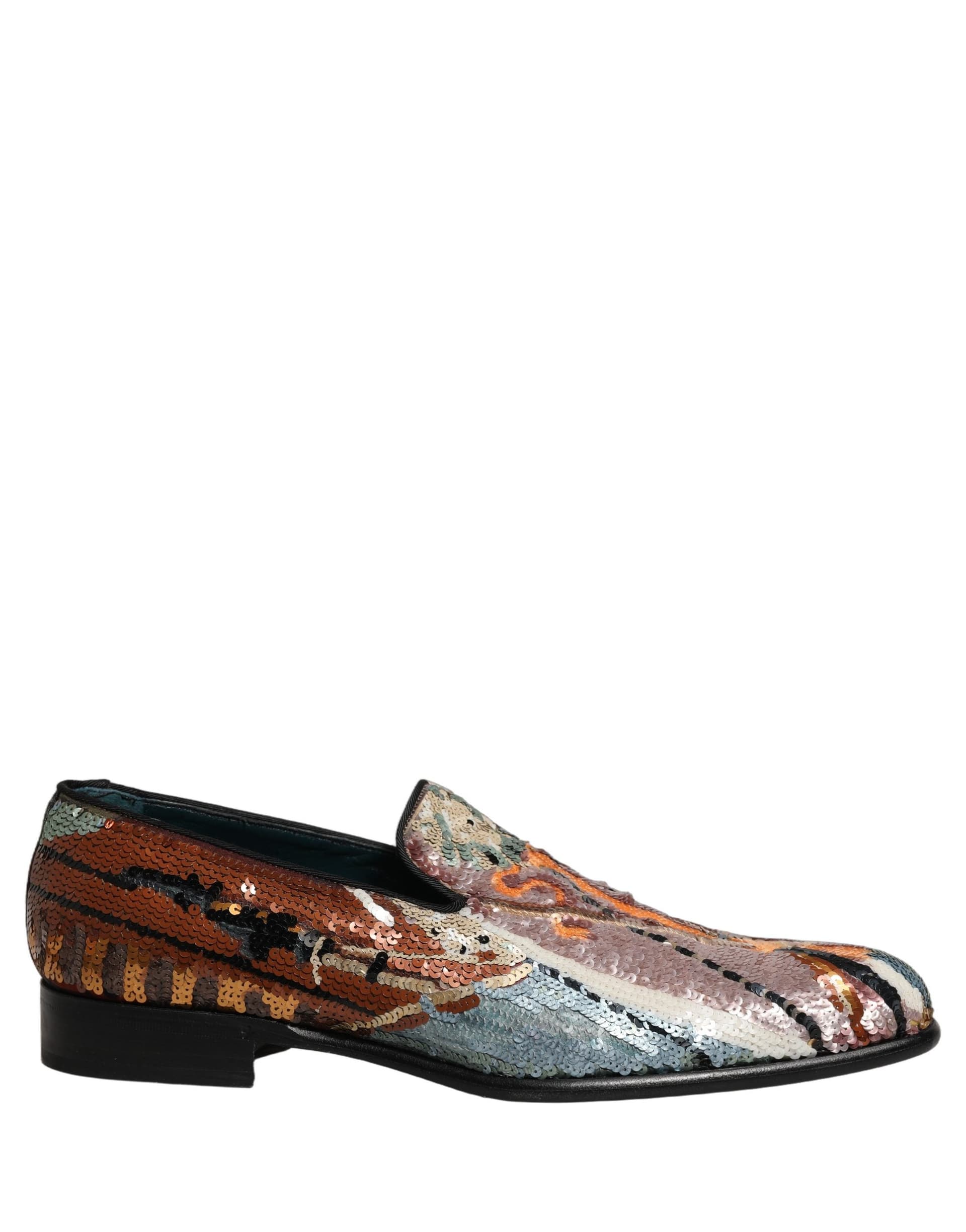 Dolce & Gabbana Multicolor Embroidered Sequin Loafers Shoes - 7