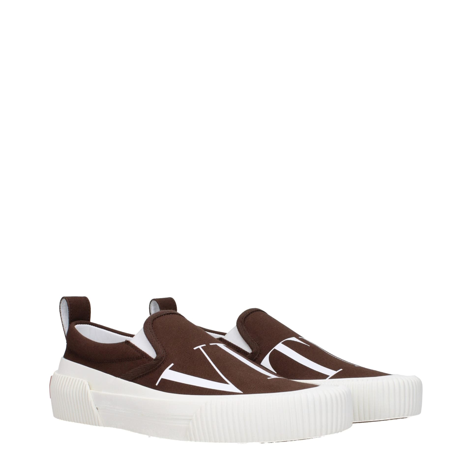 Valentino Garavani Brown Fabric Slip-On Loafers - 2