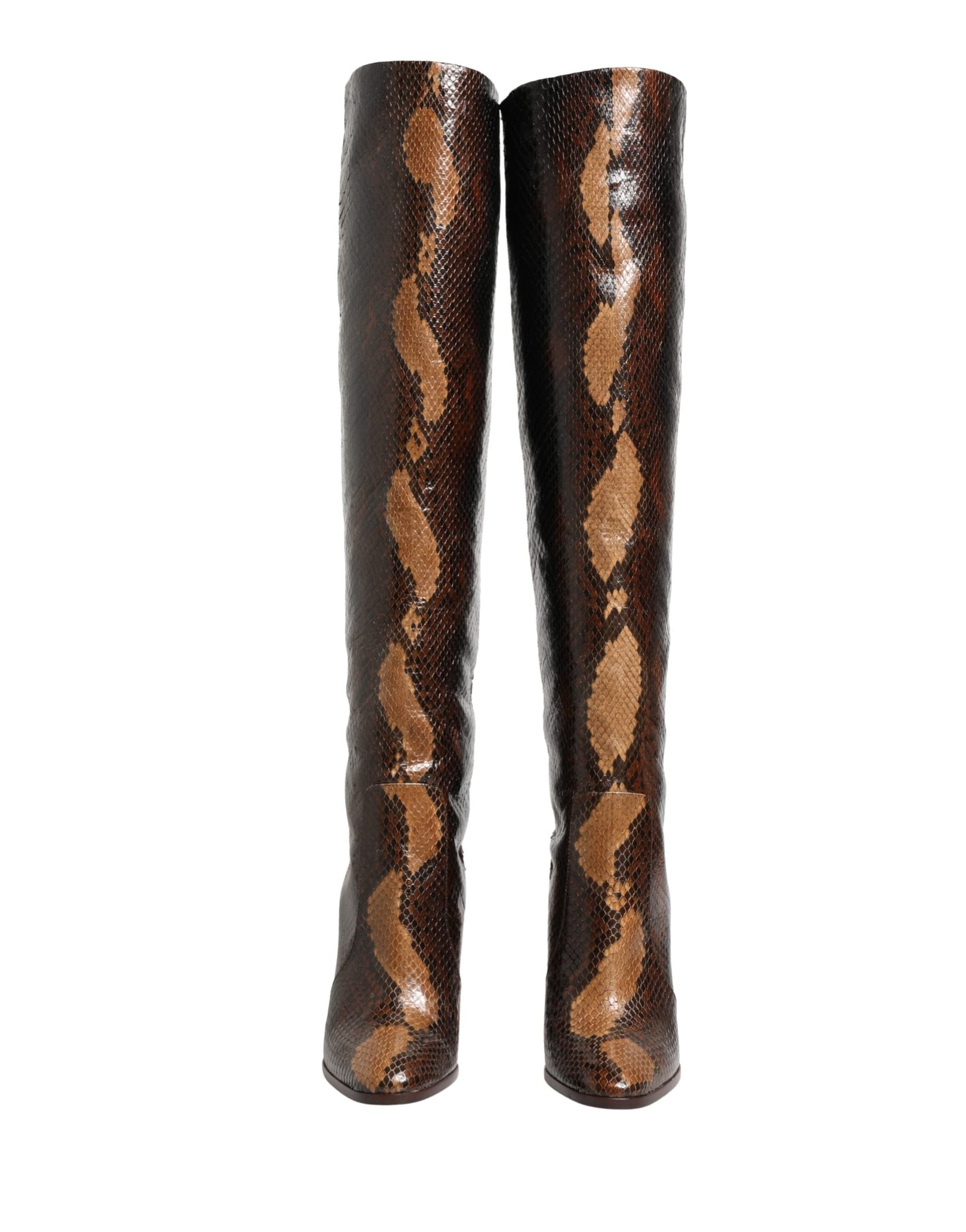 Dolce & Gabbana Brown Exotic Leather Knee High Boots Shoes - 4