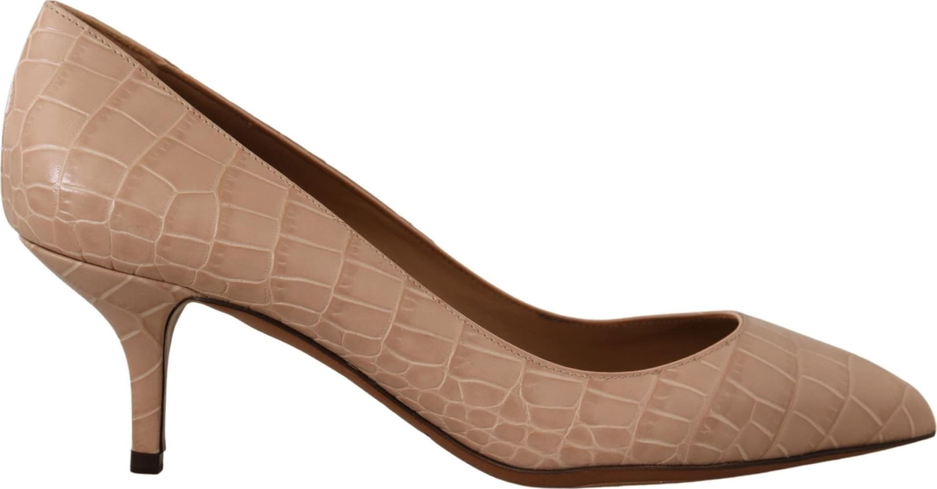 Dolce & Gabbana Beige Leather Pointed Heels Pumps Shoes - 4