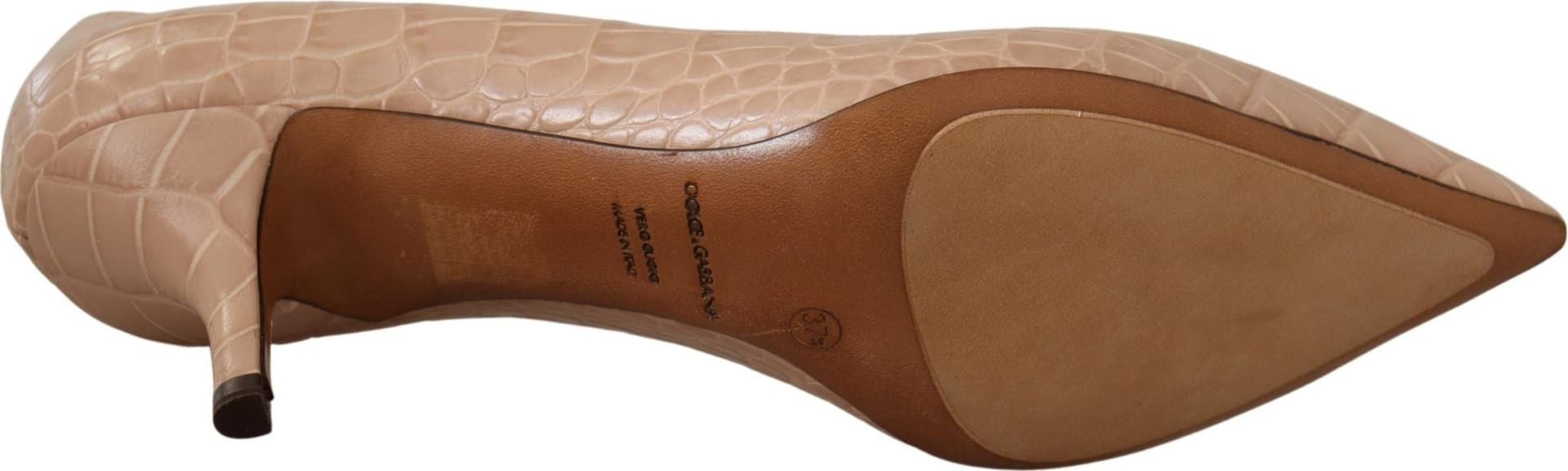Dolce & Gabbana Beige Leather Pointed Heels Pumps Shoes - 5