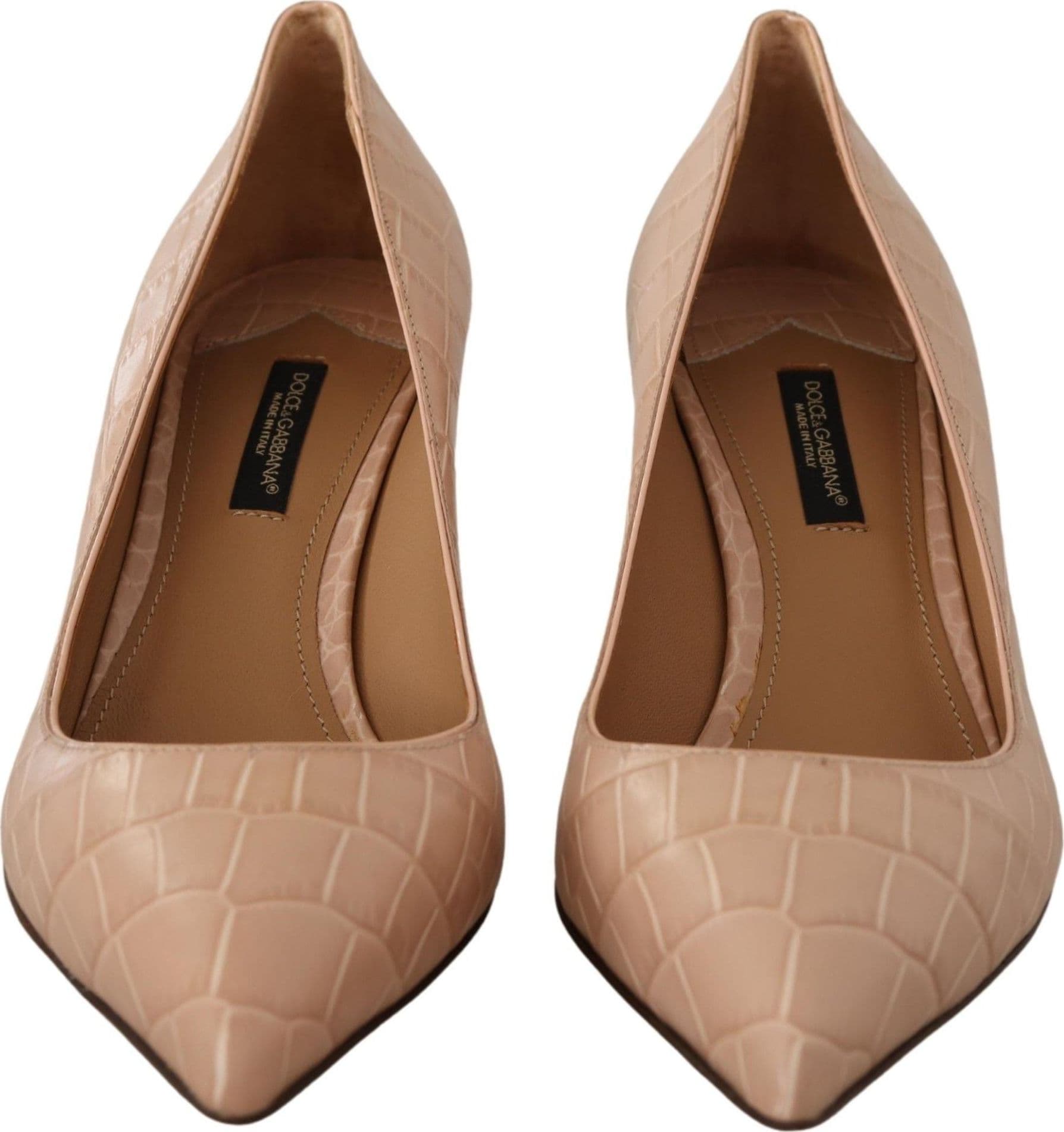 Dolce & Gabbana Beige Leather Pointed Heels Pumps Shoes - 7
