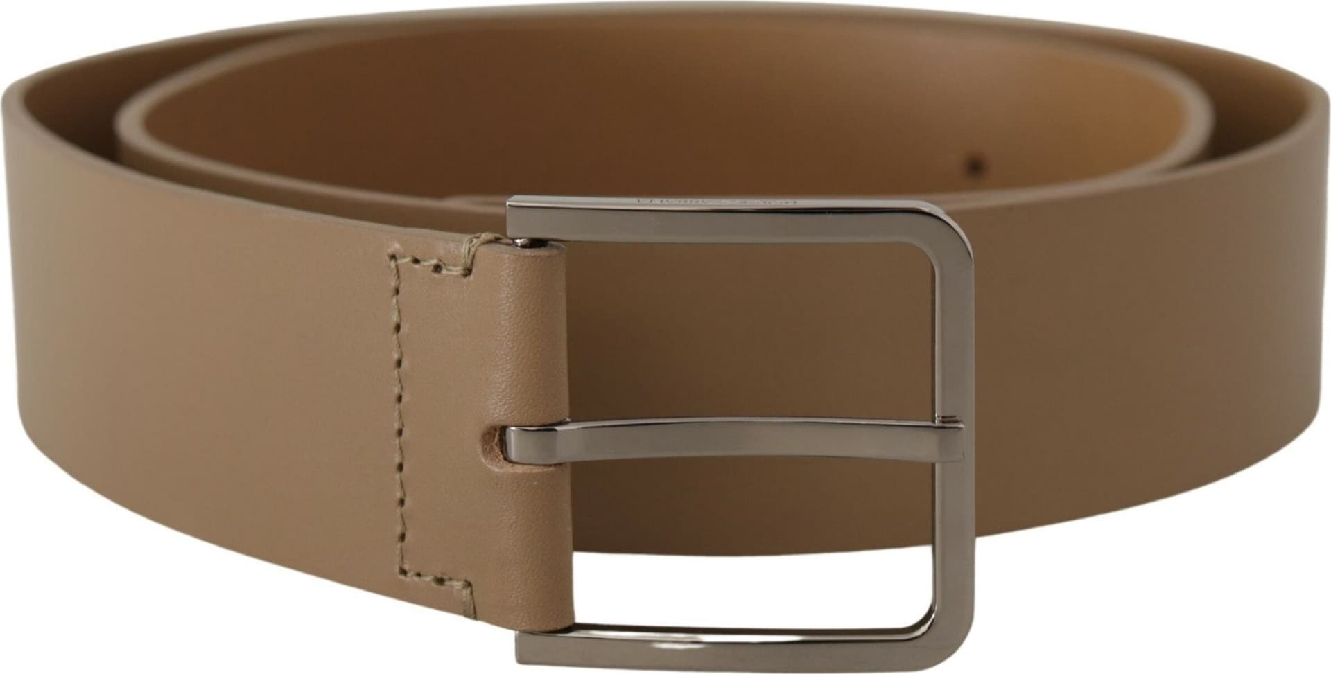 Dolce & Gabbana Beige Calf Leather Wide Silver Metal Belt - 3