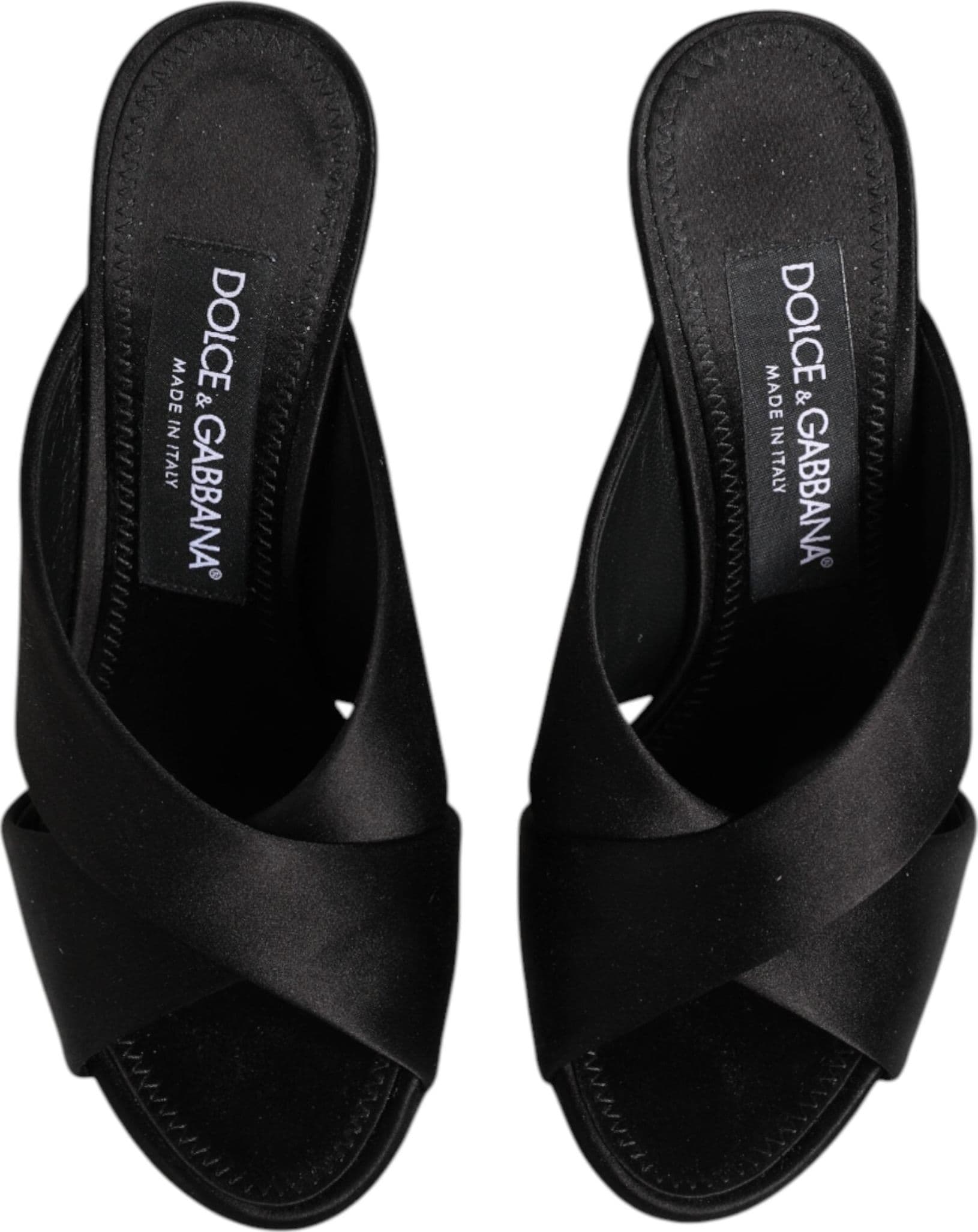 Dolce & Gabbana Black Logo KEIRA Satin Slides Sandals Shoes - 2