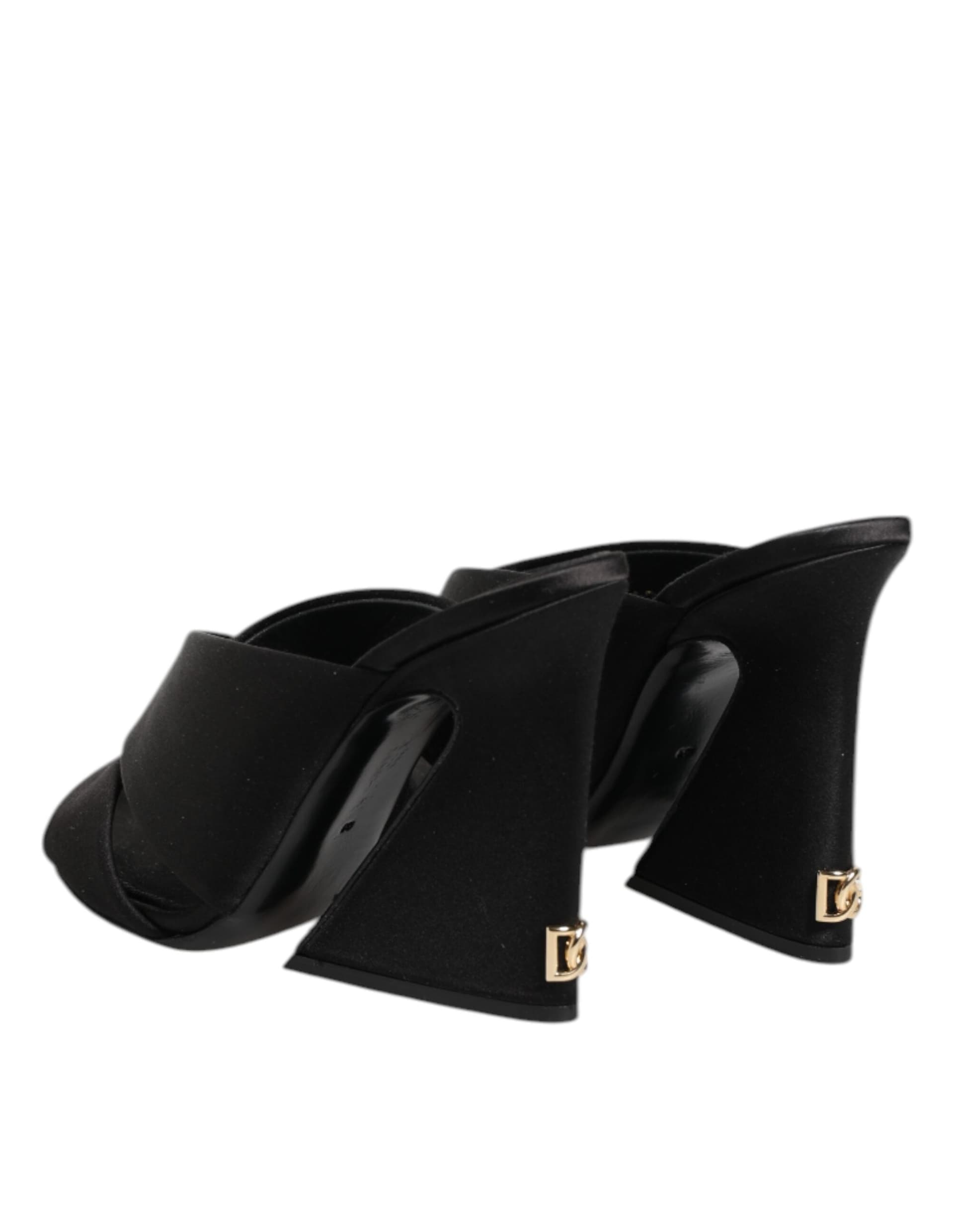 Dolce & Gabbana Black Logo KEIRA Satin Slides Sandals Shoes - 4