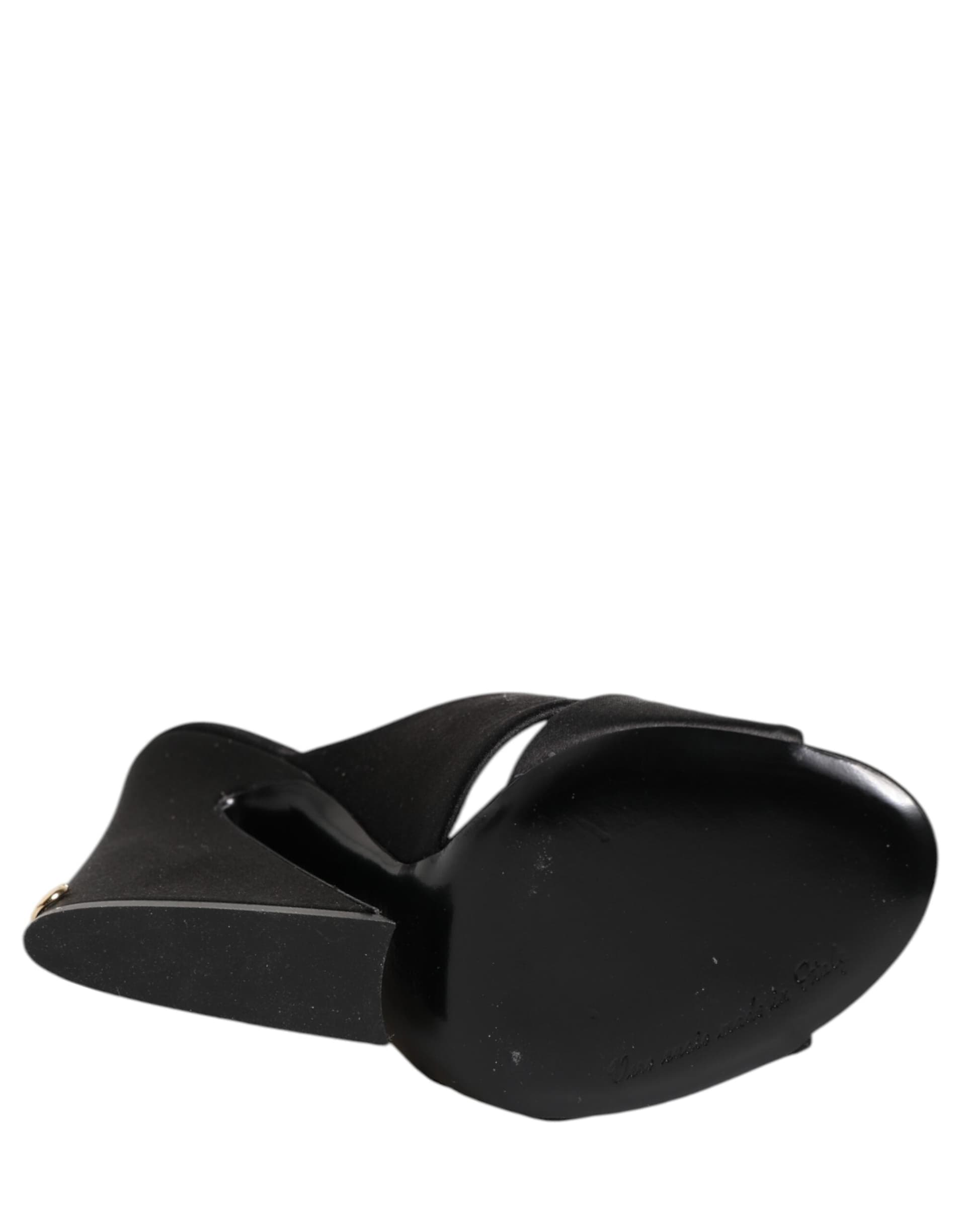 Dolce & Gabbana Black Logo KEIRA Satin Slides Sandals Shoes - 8