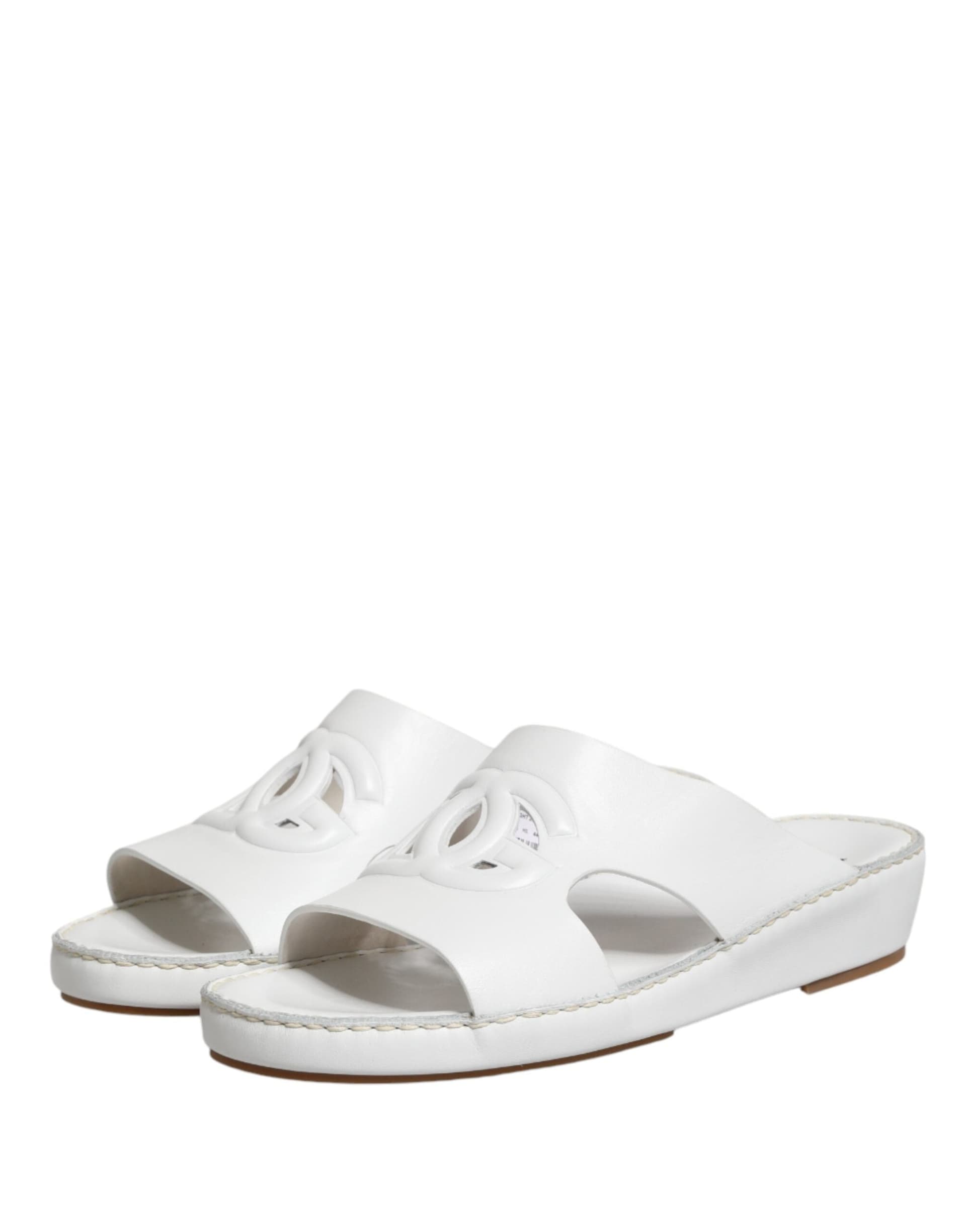 Dolce & Gabbana White DG Cutout Slides Slippers Flats Shoes - 3