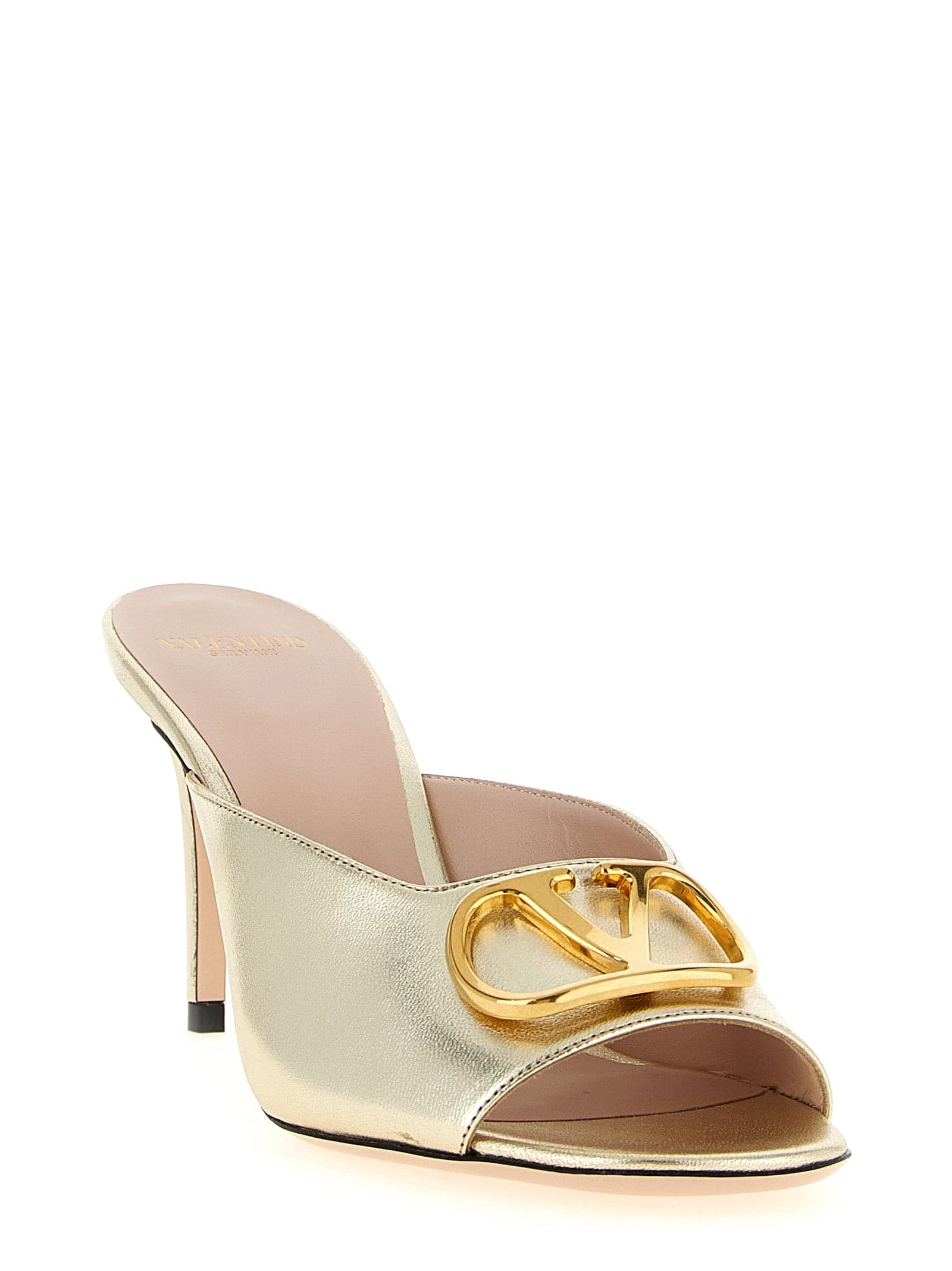 Valentino Garavani Gold Goatskin Stiletto Heel Sandals - 2