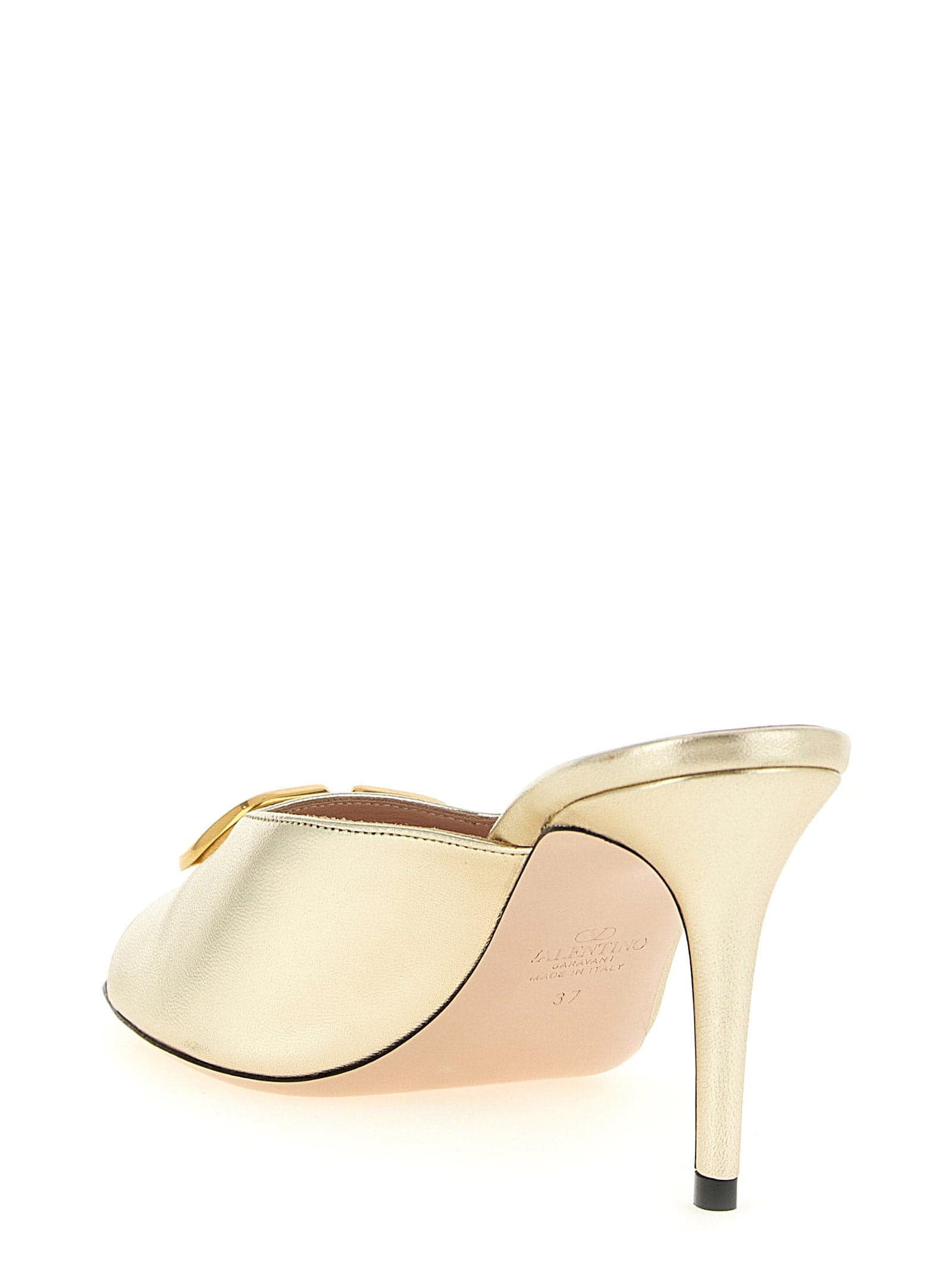 Valentino Garavani Gold Goatskin Stiletto Heel Sandals - 3