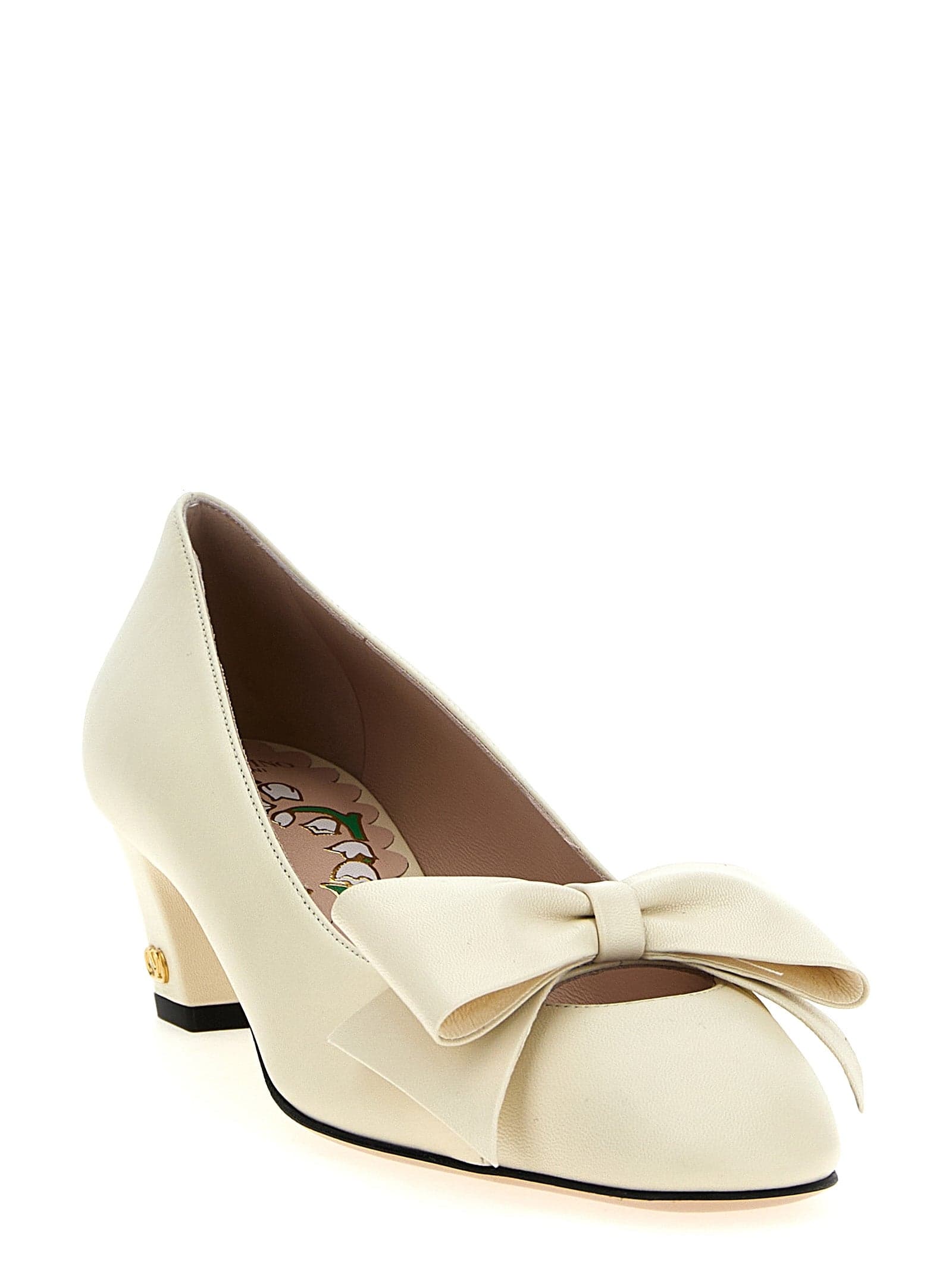 Valentino Garavani White Goatskin Mid Heel Pumps - 2