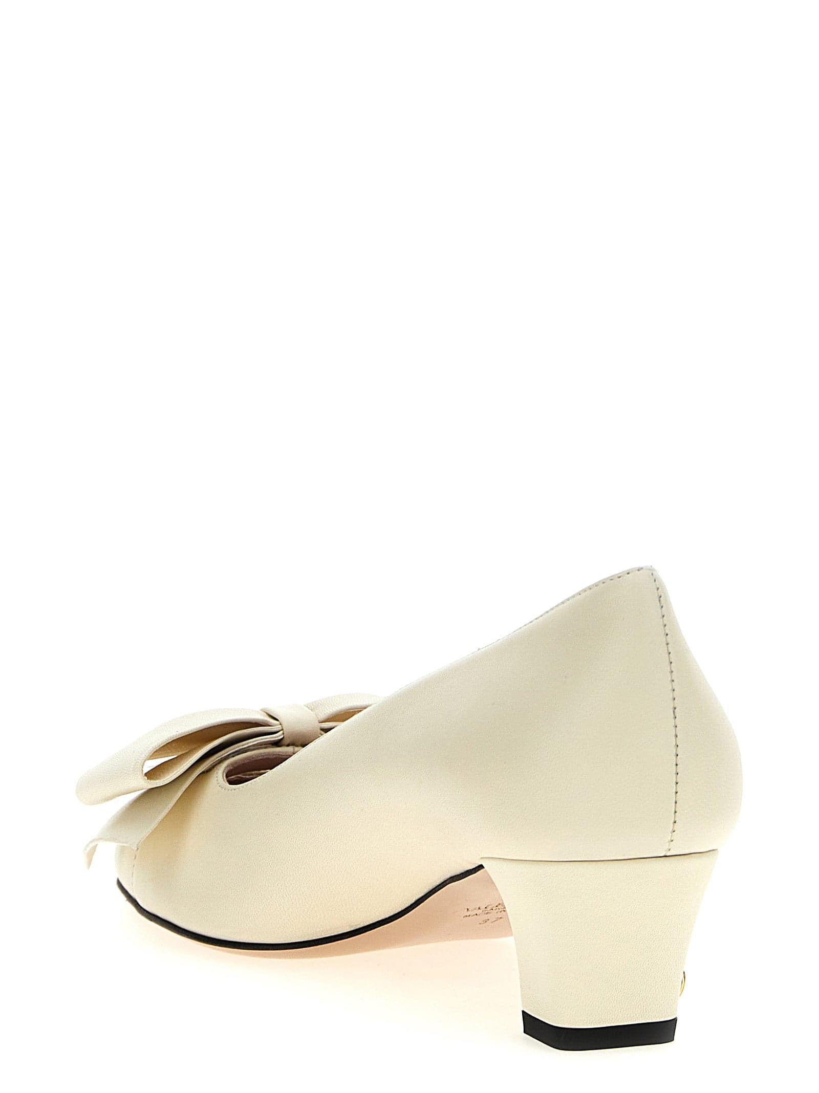Valentino Garavani White Goatskin Mid Heel Pumps - 3