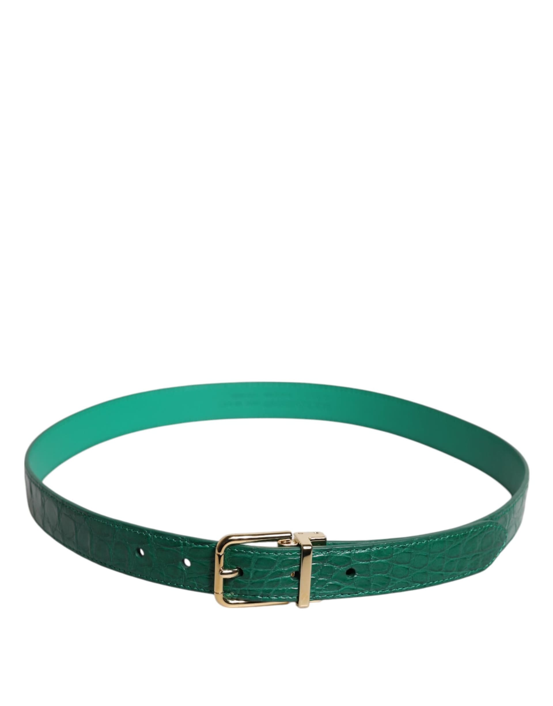Dolce & Gabbana Green Leather Logo Metal Waist Buckle Belt - 2