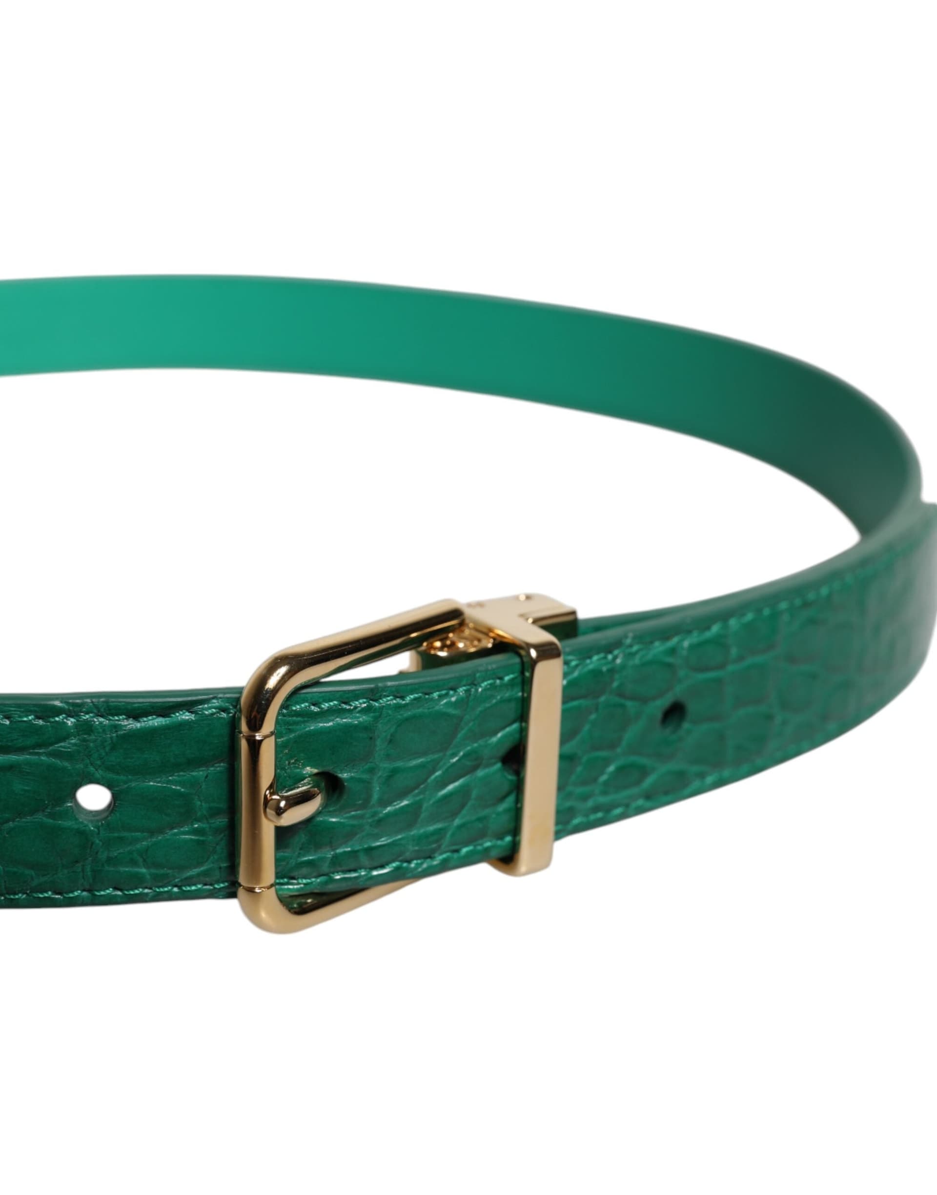 Dolce & Gabbana Green Leather Logo Metal Waist Buckle Belt - 3